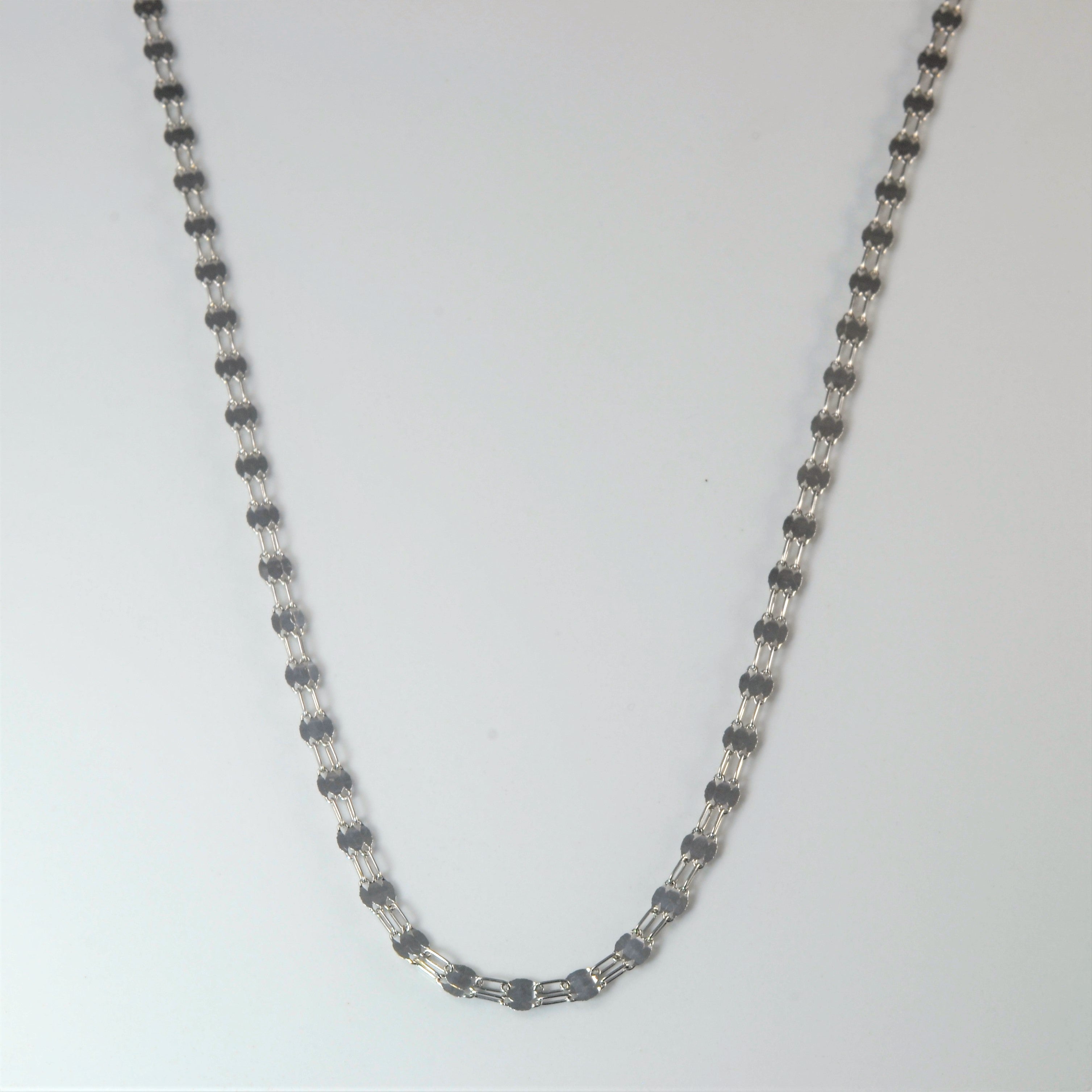 14k White Gold Station Chain | 17" |