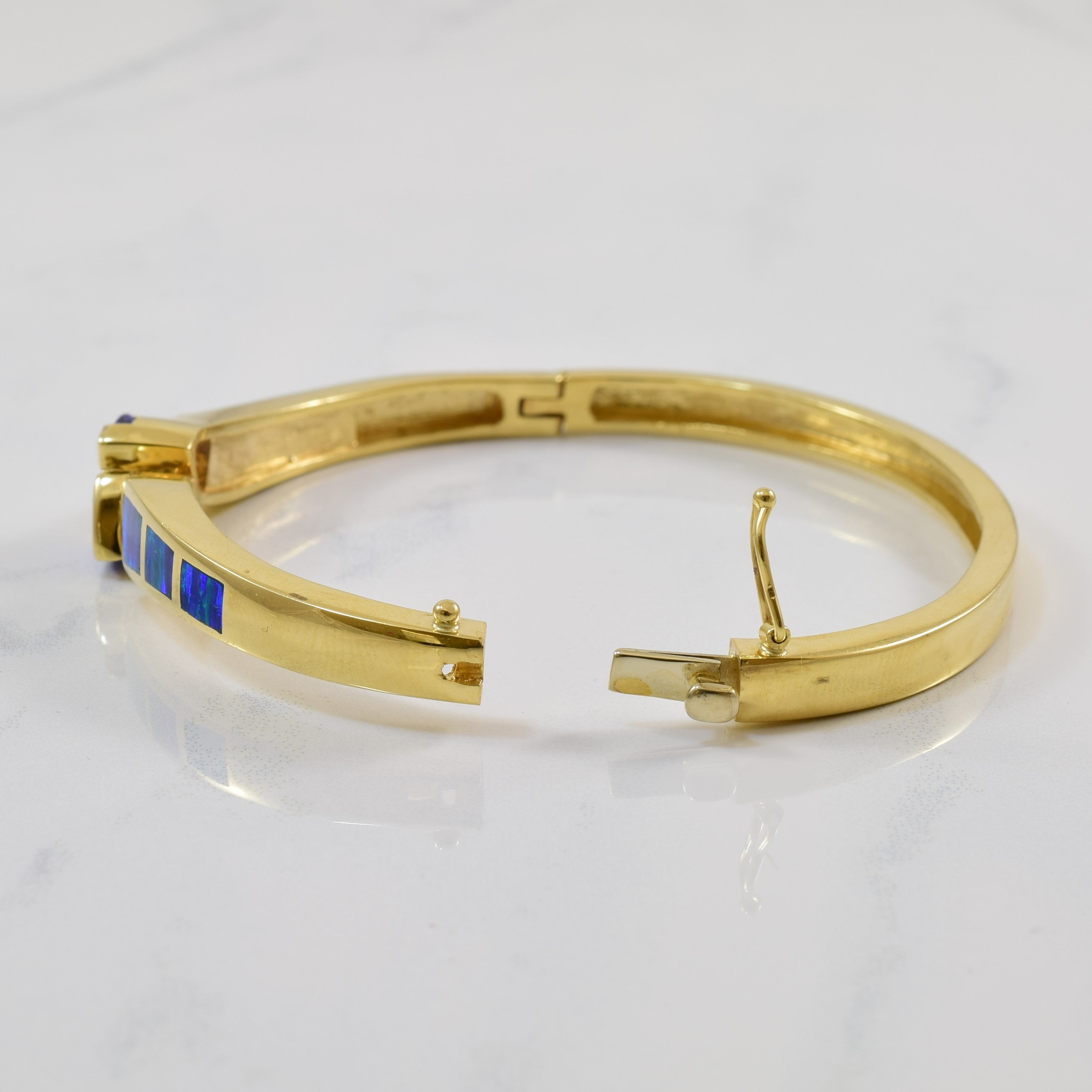 Trillion Tanzanite & Opal Inlay Bracelet | 1.50ctw, 2.00ctw, 0.12ctw | 7" |