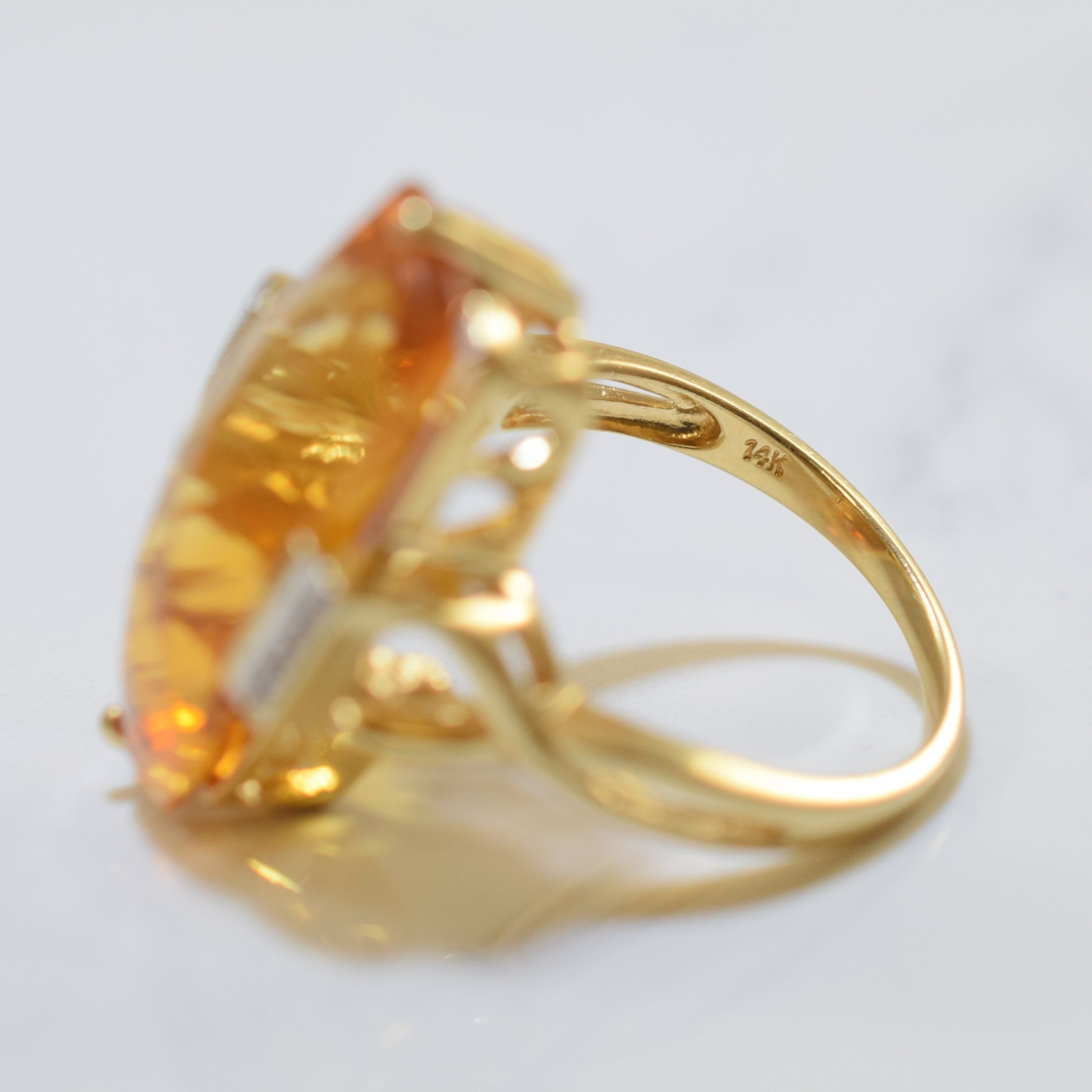 Heart Gallery Citrine & Diamond Cocktail Ring | 14.00ct, 0.02ctw | SZ 7 |
