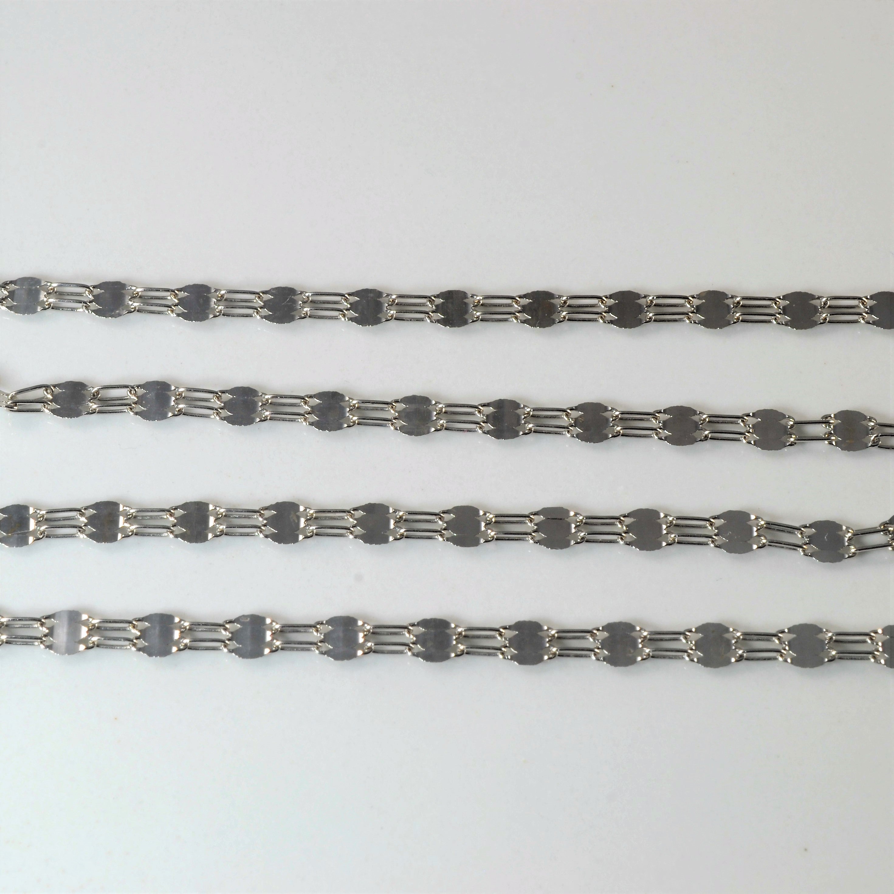 14k White Gold Station Chain | 17" |