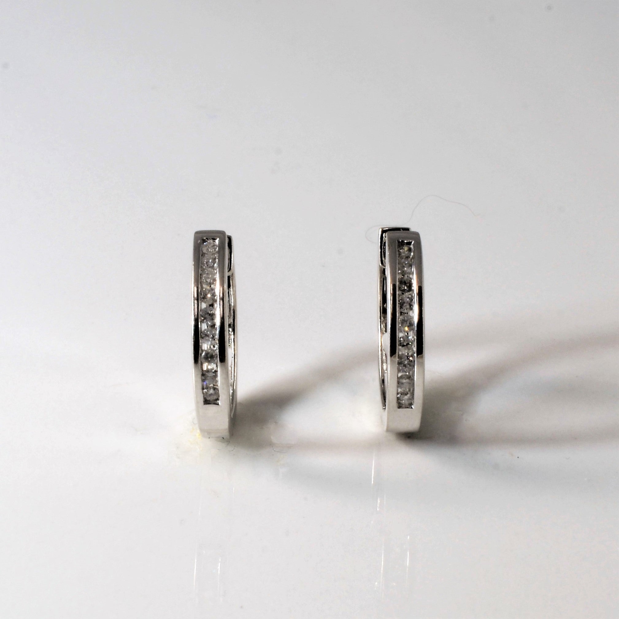 Channel Set Diamond Huggie Earrings | 0.18ctw |