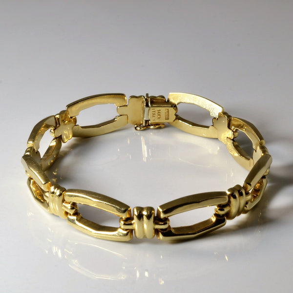 14k Yellow Gold Geometric Link Bracelet | 7