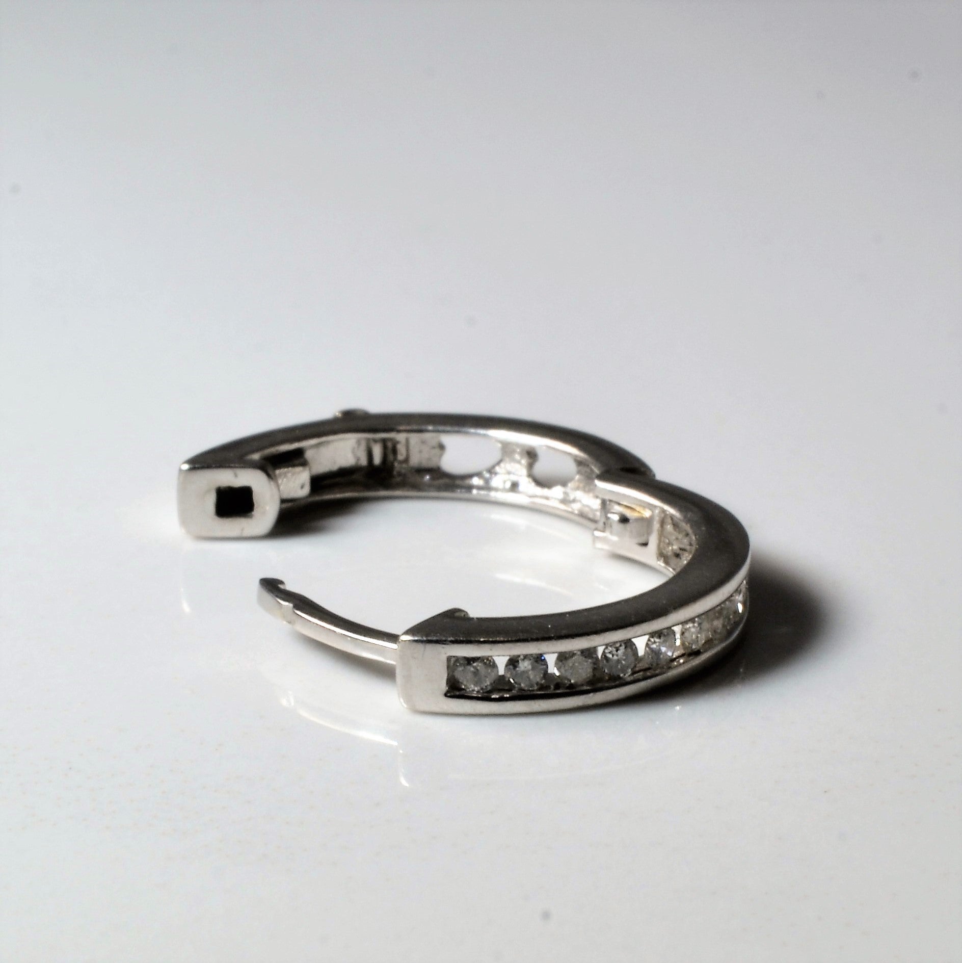 Channel Set Diamond Huggie Earrings | 0.18ctw |