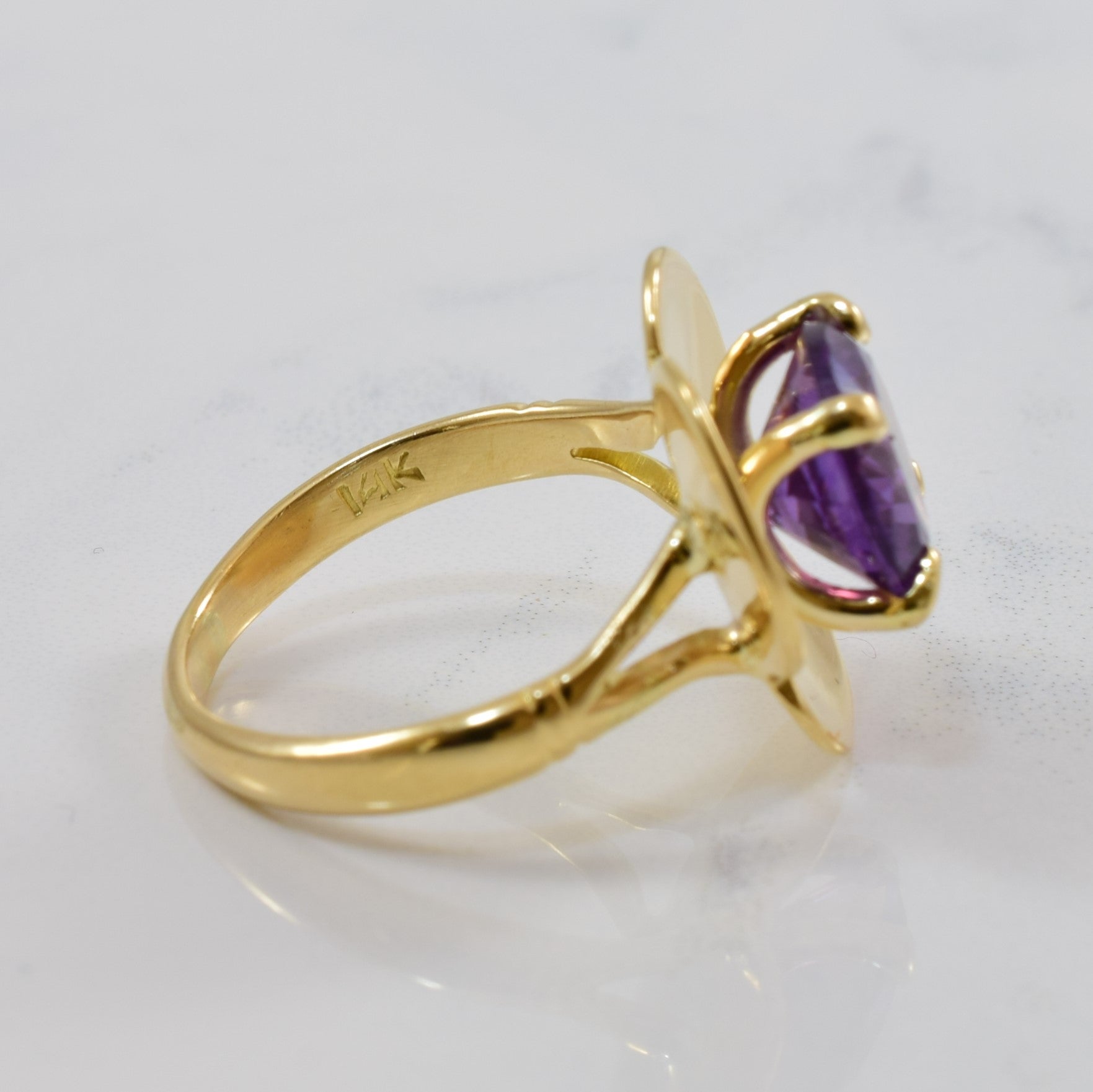 Synthetic Purple Sapphire Flower Ring | 3.75ct | SZ 7.25 |