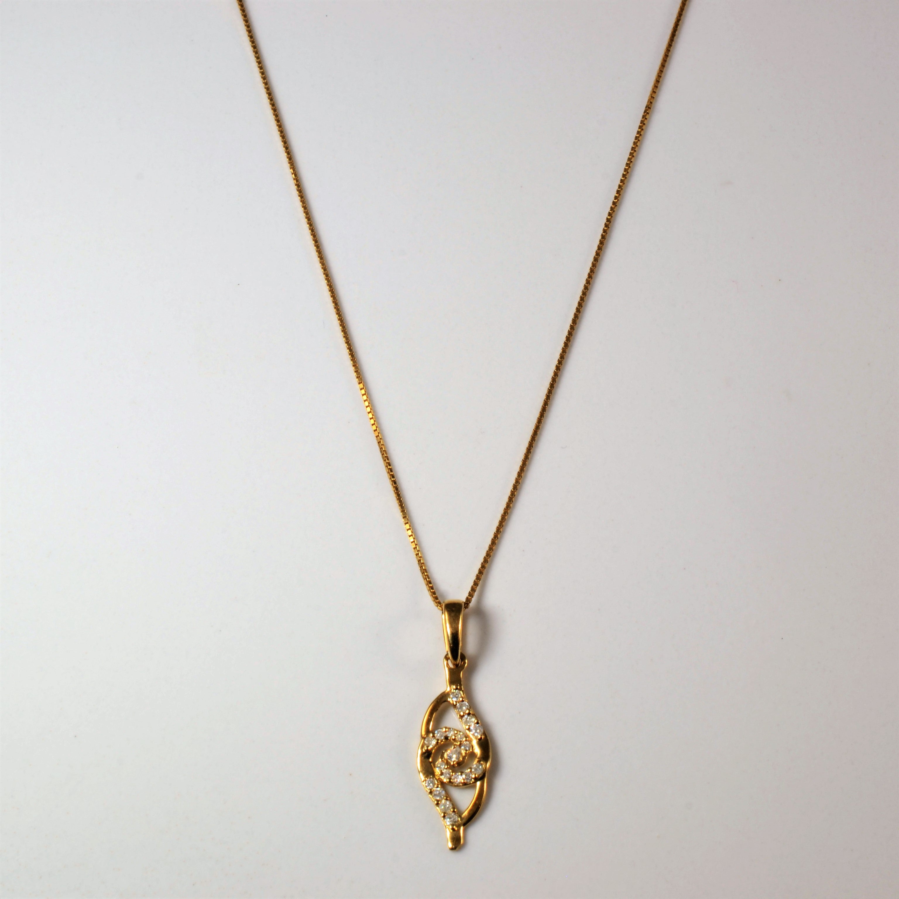 Collier pendentif pavé de diamants | 0,15 ct | 40,6 cm |