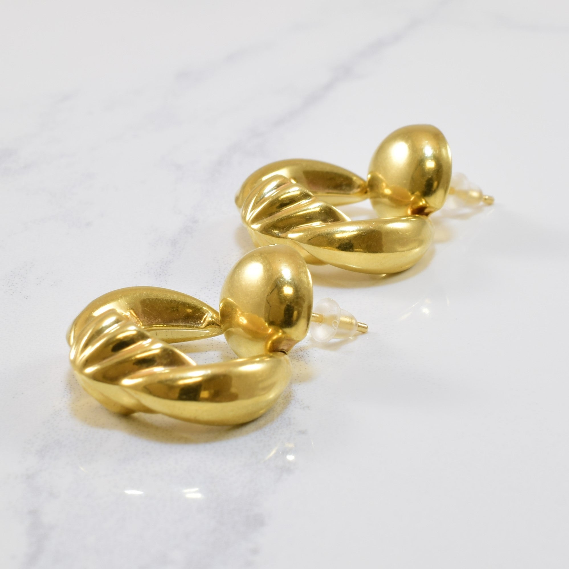 Yellow Gold Stud Drop Earrings |