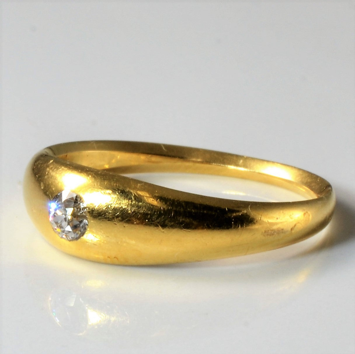 London 1905 Hallmarked Solitaire Diamond Gold Ring | 0.14ct | SZ 7.75 |