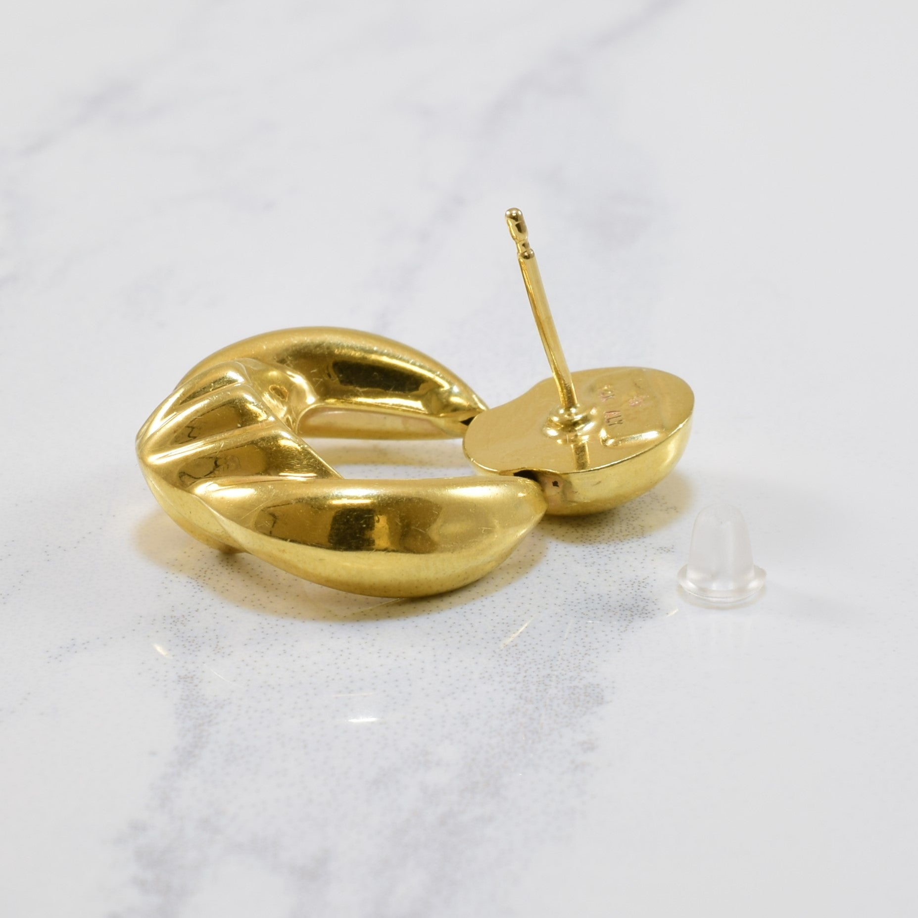 Yellow Gold Stud Drop Earrings |