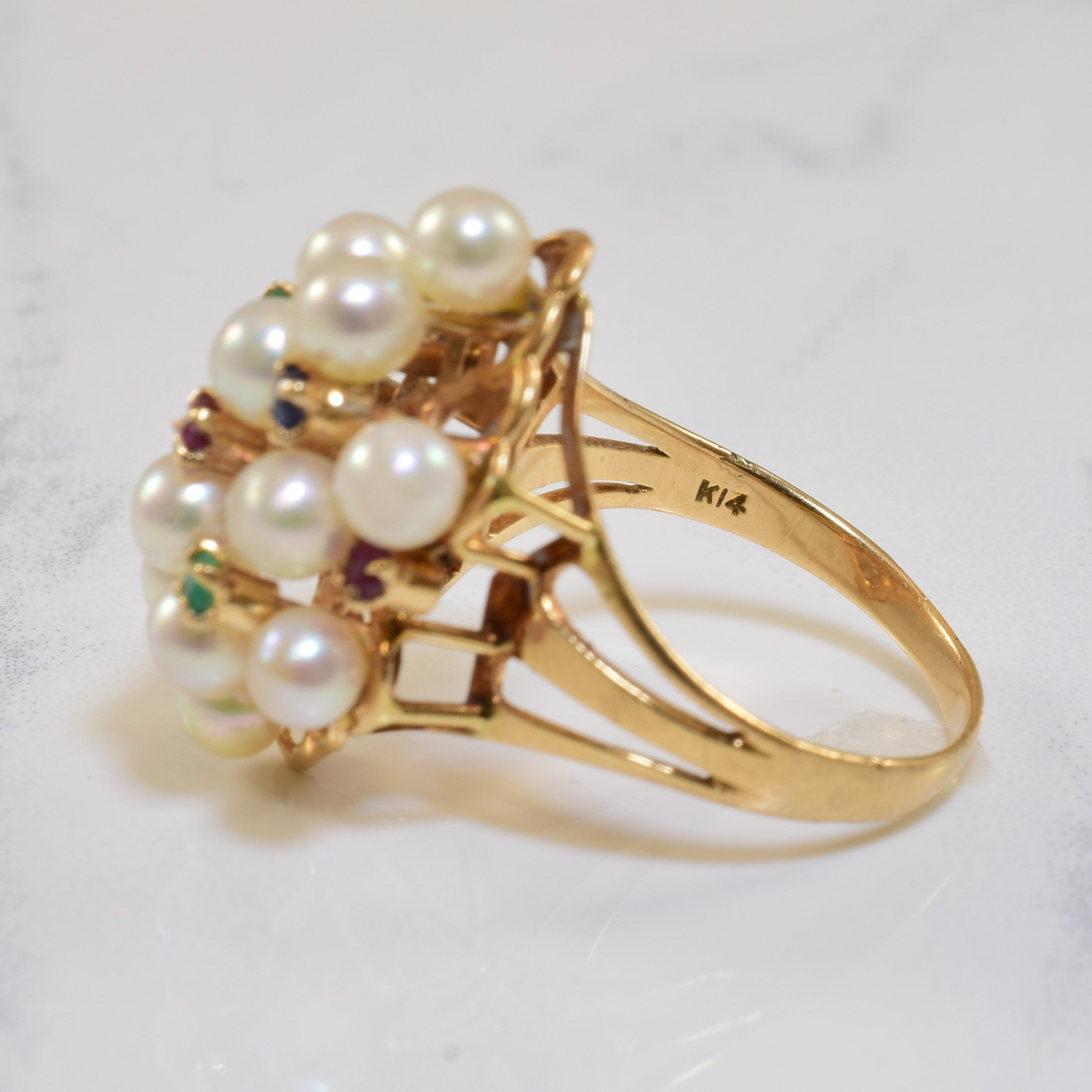 Multi Gem Split Shank Cocktail Ring | 5.60ctw | SZ 6 |