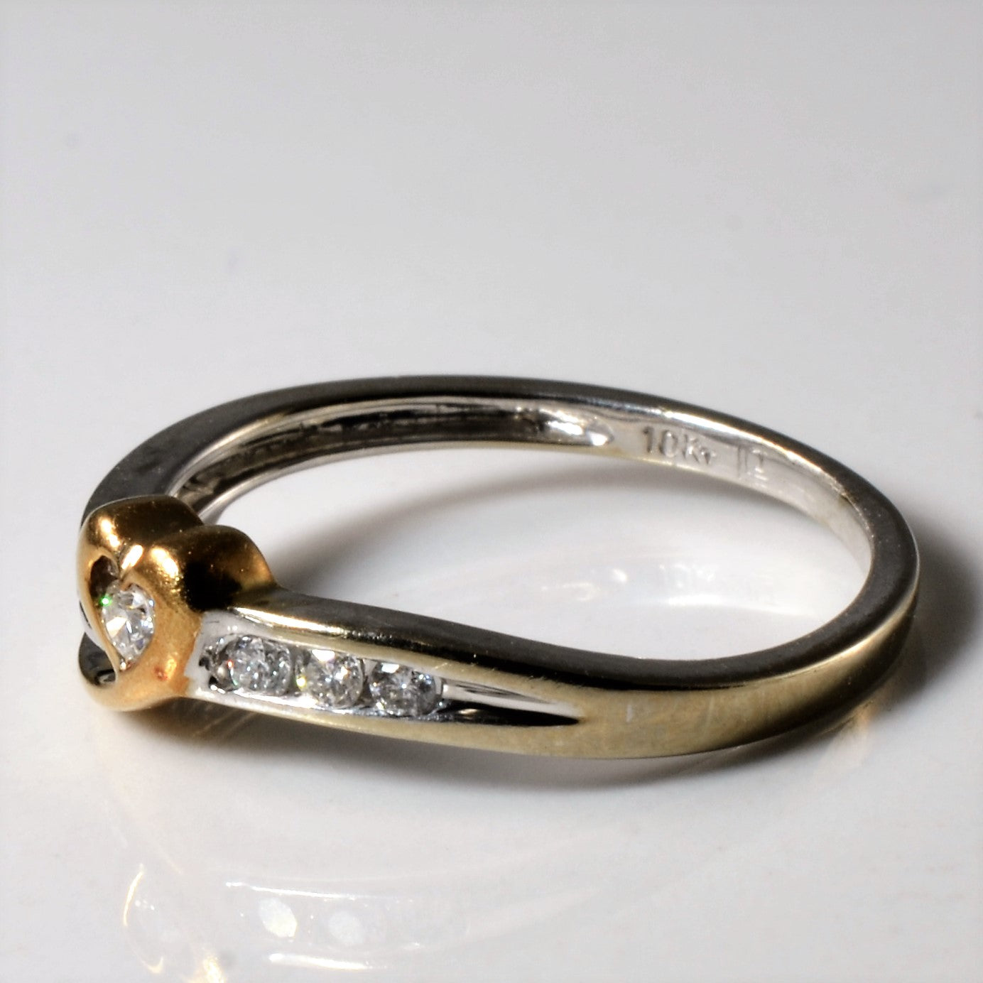Channel Diamond Heart Design Promise Ring | 0.13ctw | SZ 6.25 |