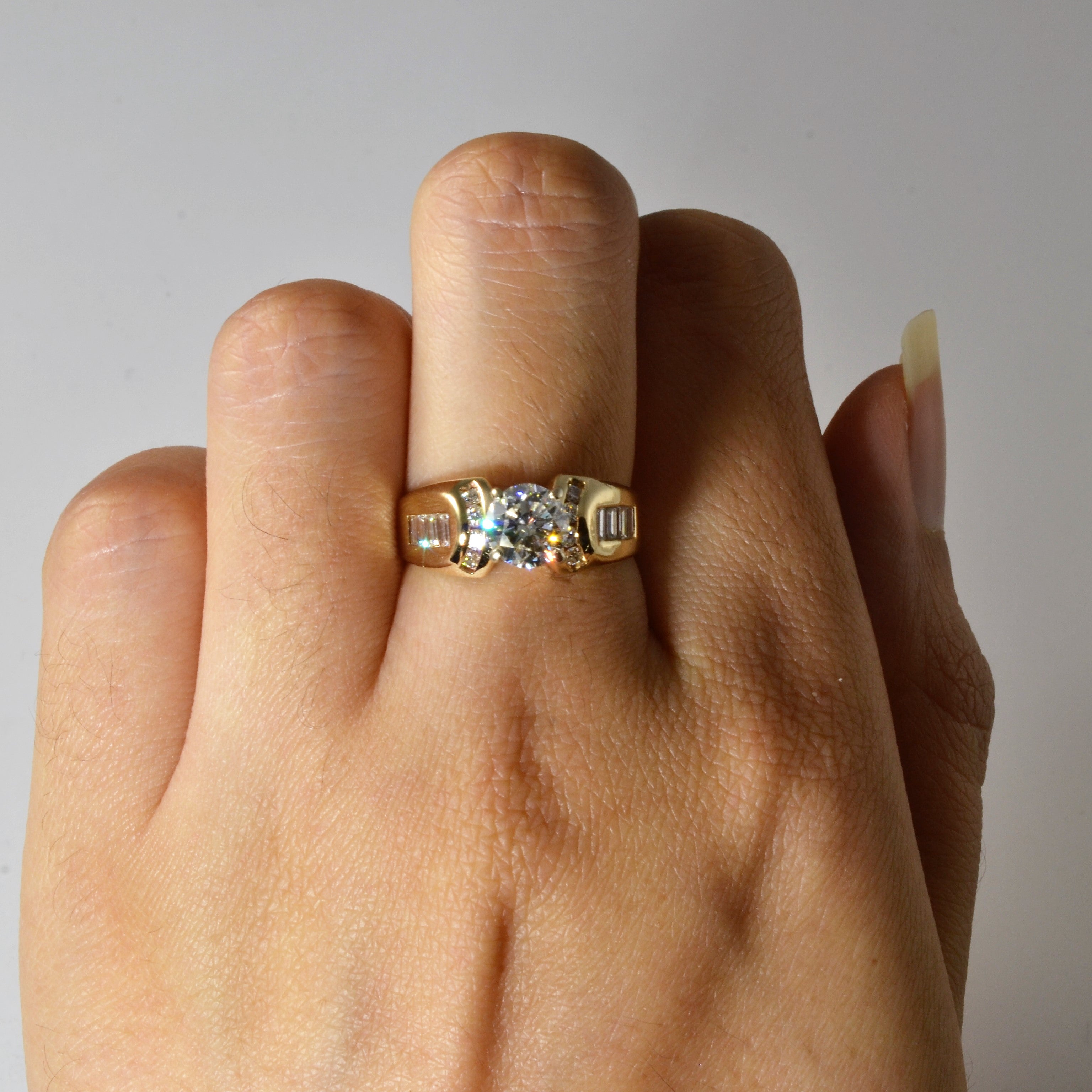 Baguette Channel Detailed Engagement Ring | 1.25ctw | SZ 6 |