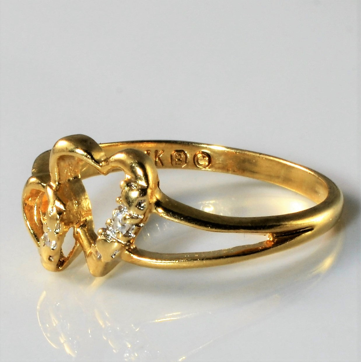 Double Heart Diamond Promise Ring | 0.015ctw | SZ 5.5 |