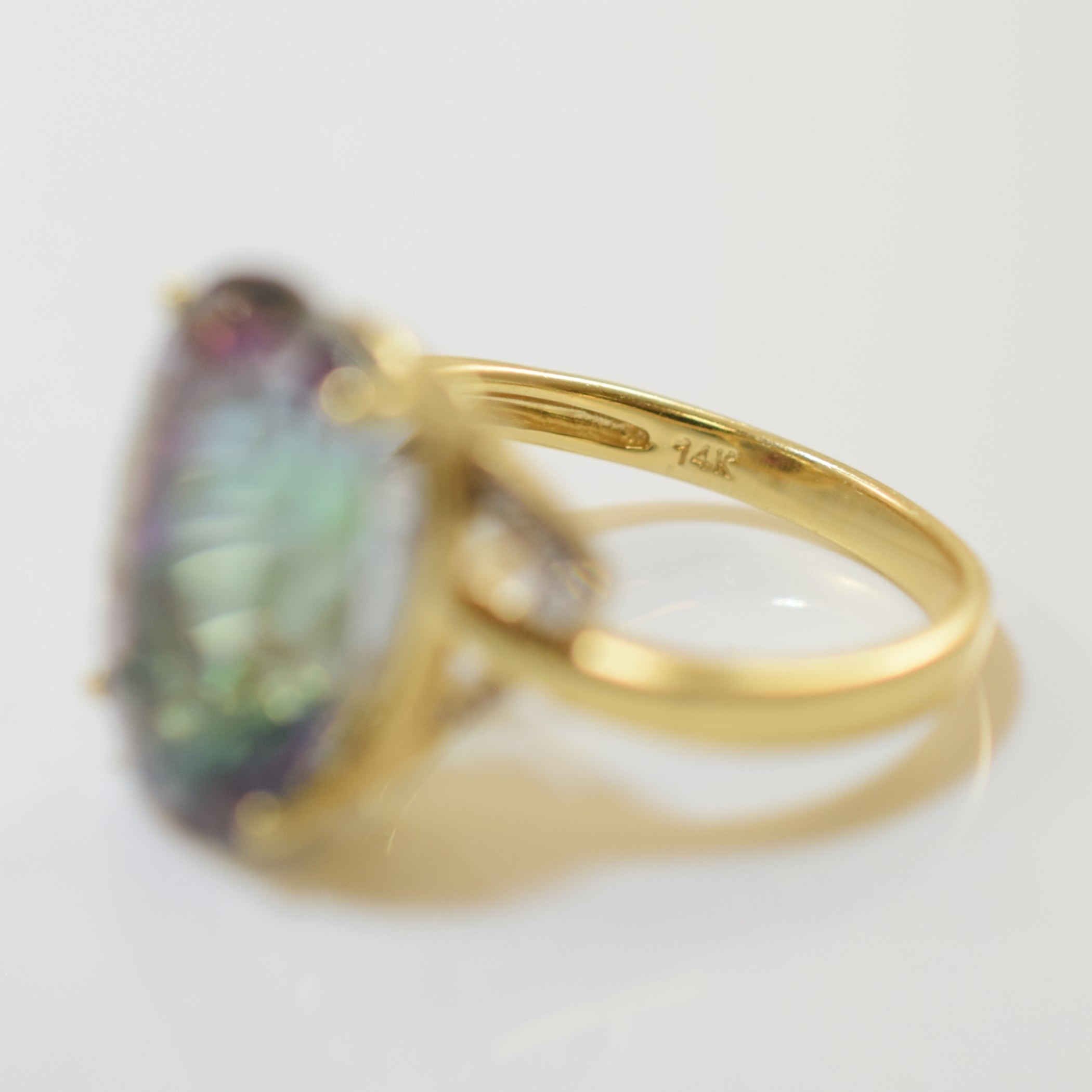 Mystic Topaz & Diamond Cocktail Ring | 12.00ct, 0.02ctw | SZ 6.75 |