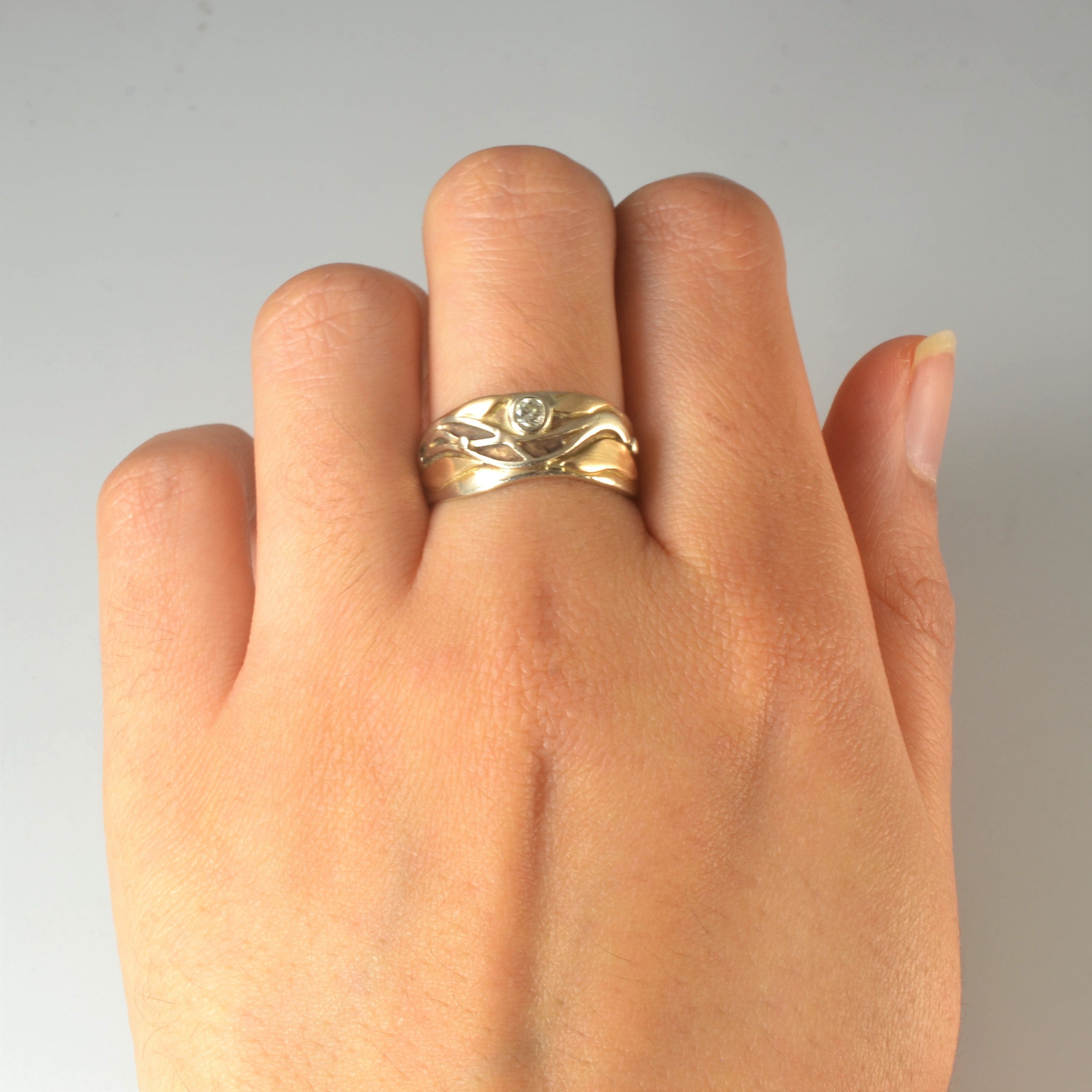 Textured Bezel Set Diamond Ring | 0.09ct | SZ 7.25 |