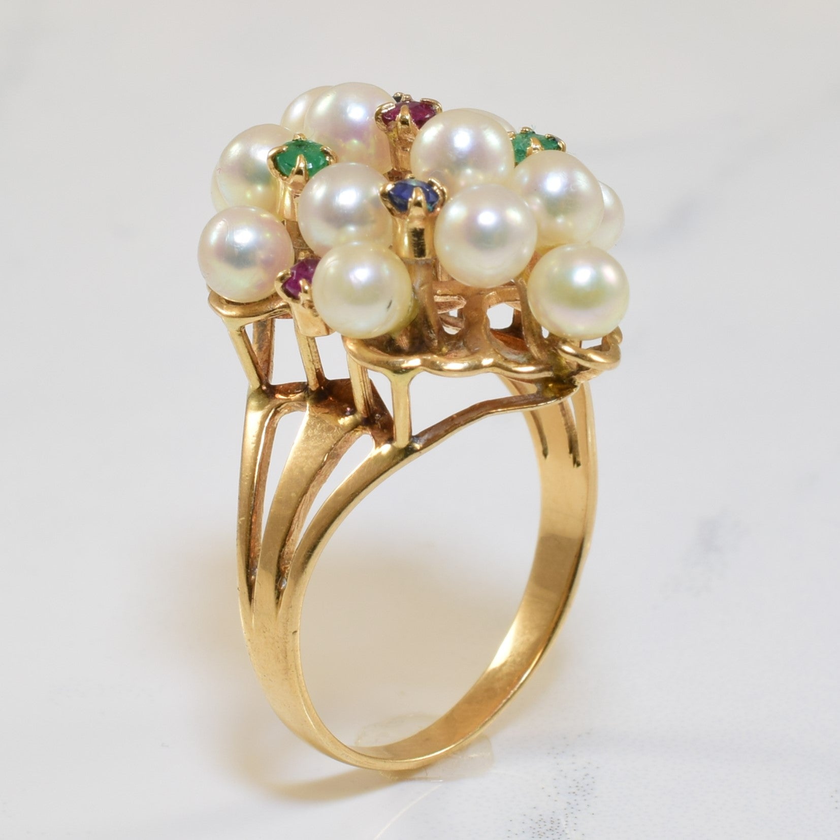 Multi Gem Split Shank Cocktail Ring | 5.60ctw | SZ 6 |