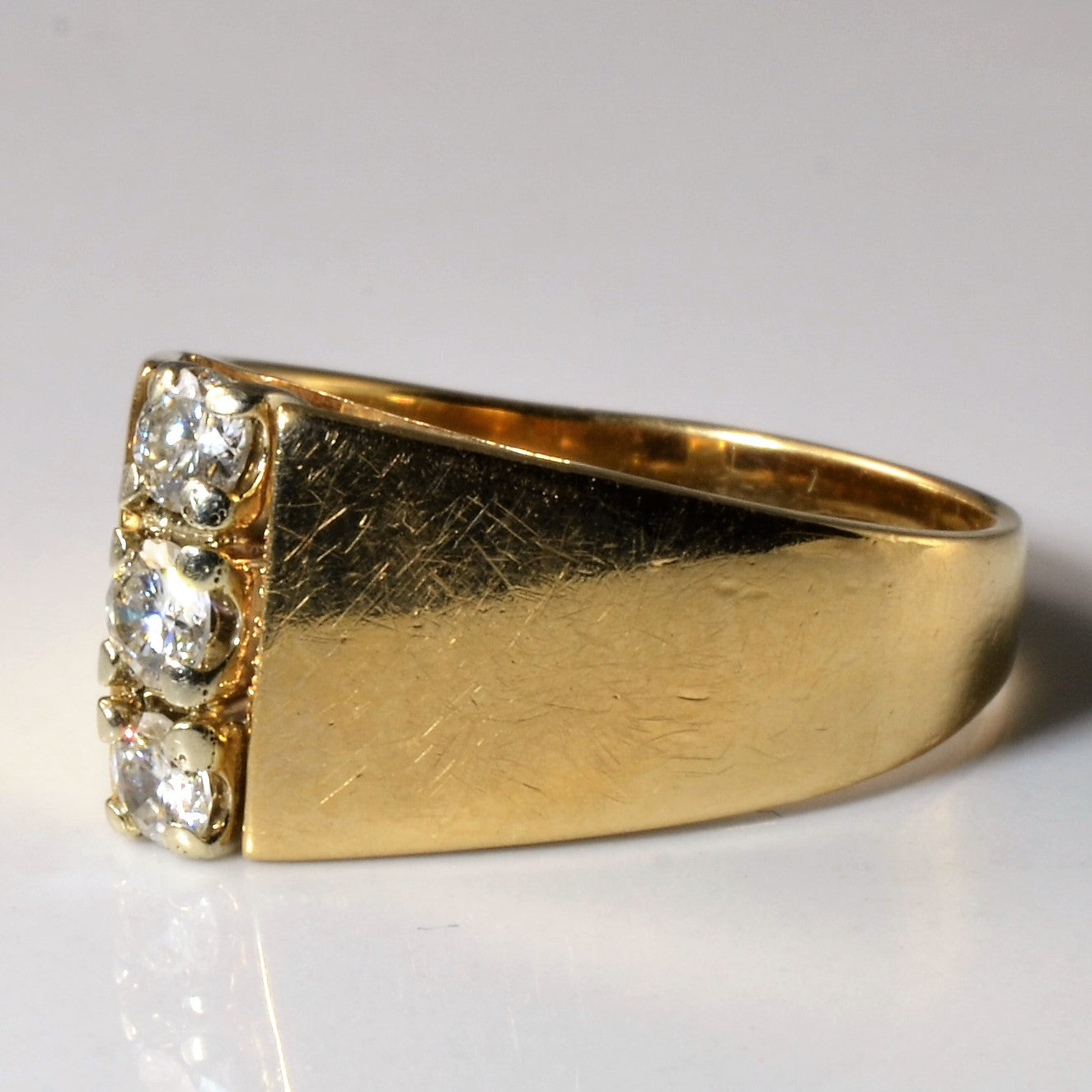 Bague large à trois pierres verticales | 0,40 ct au total | Taille 8,5 |