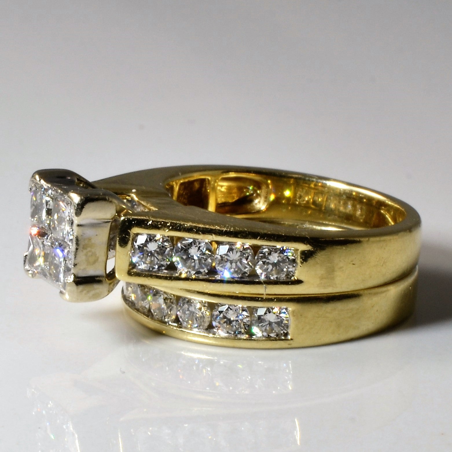Grid Illusion Diamond Wedding Set | 2.16ctw | SZ 6.5 |