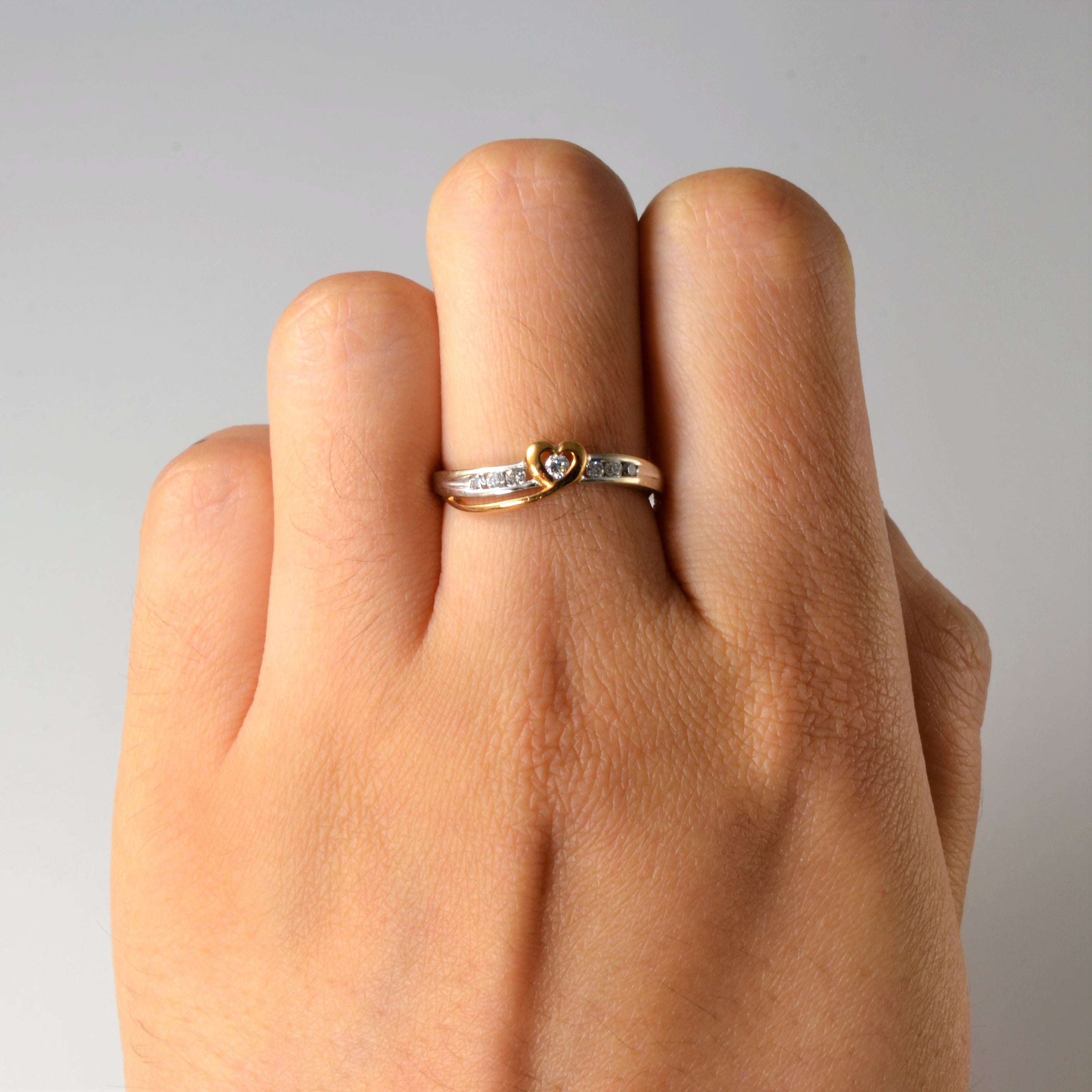 Channel Diamond Heart Design Promise Ring | 0.13ctw | SZ 6.25 |