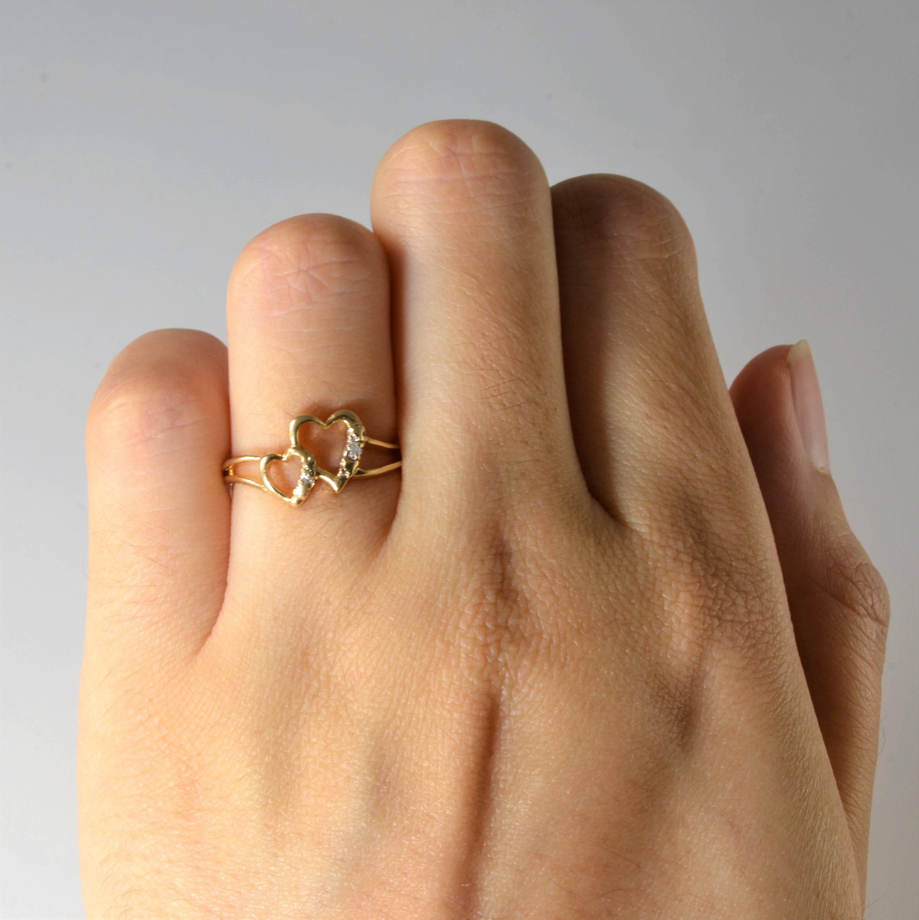 Double Heart Diamond Promise Ring | 0.015ctw | SZ 5.5 |