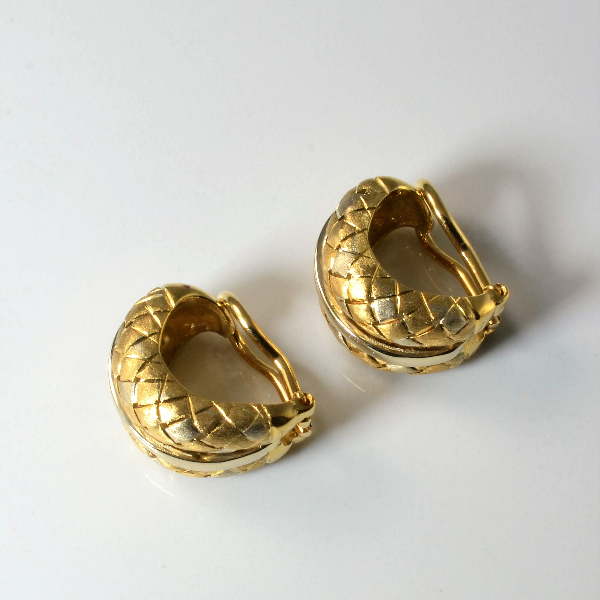 Tri- Tone Gold Huggie Earrings