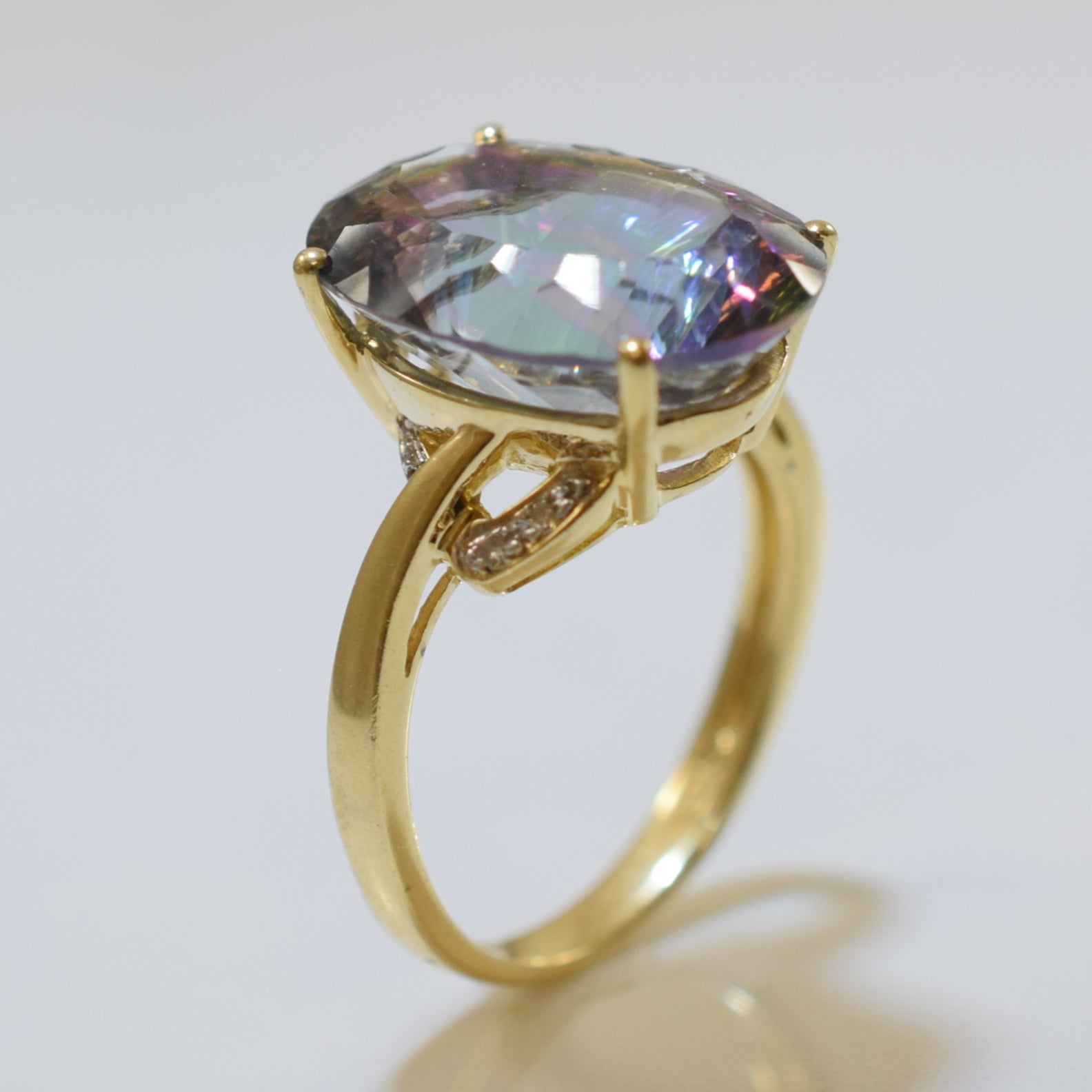 Mystic Topaz & Diamond Cocktail Ring | 12.00ct, 0.02ctw | SZ 6.75 |