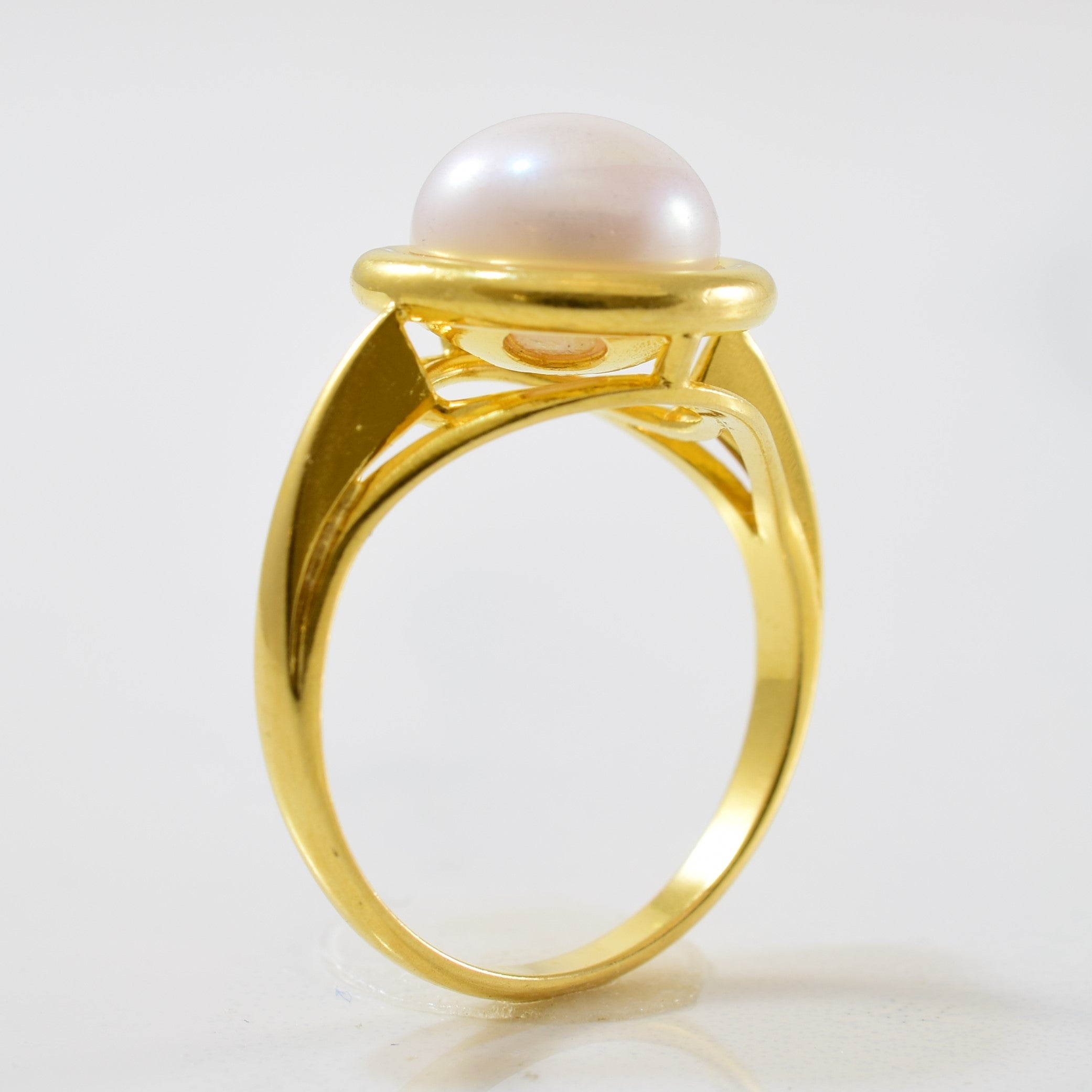 Bezel Set Button Pearl Ring | 3.60ct | SZ 6.25 |