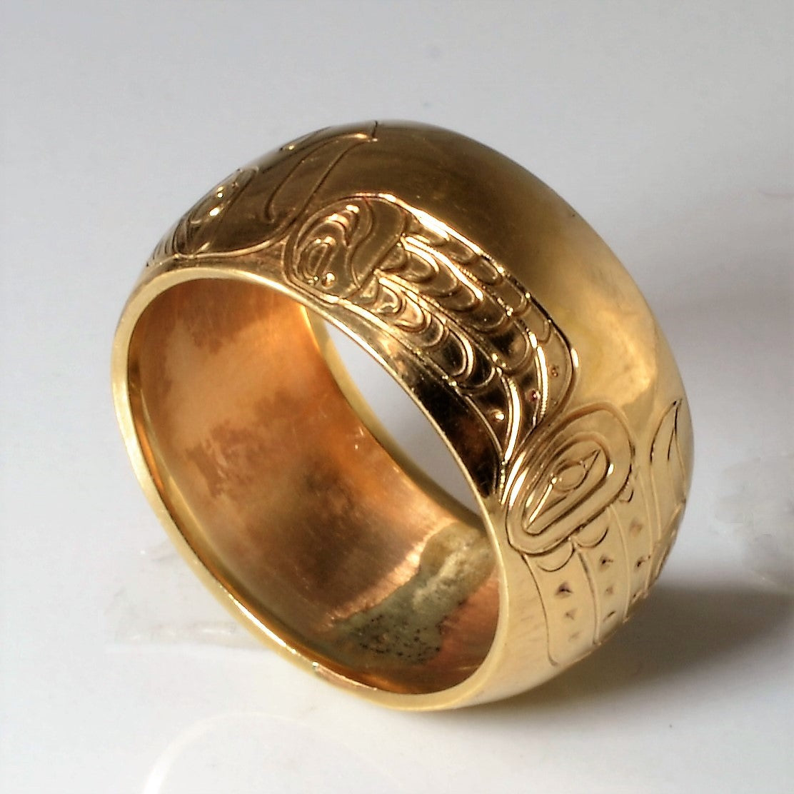 Hand Carved Indigenous Art Wide Band | SZ 6 |