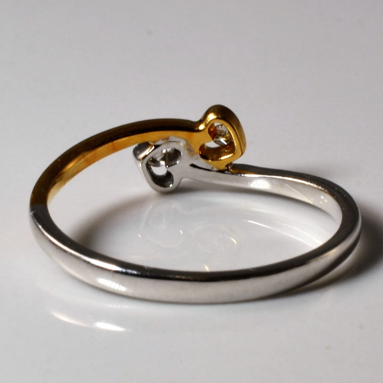 Bypass Two Tone Diamond Heart Ring | 0.02ctw | SZ 7.25 |
