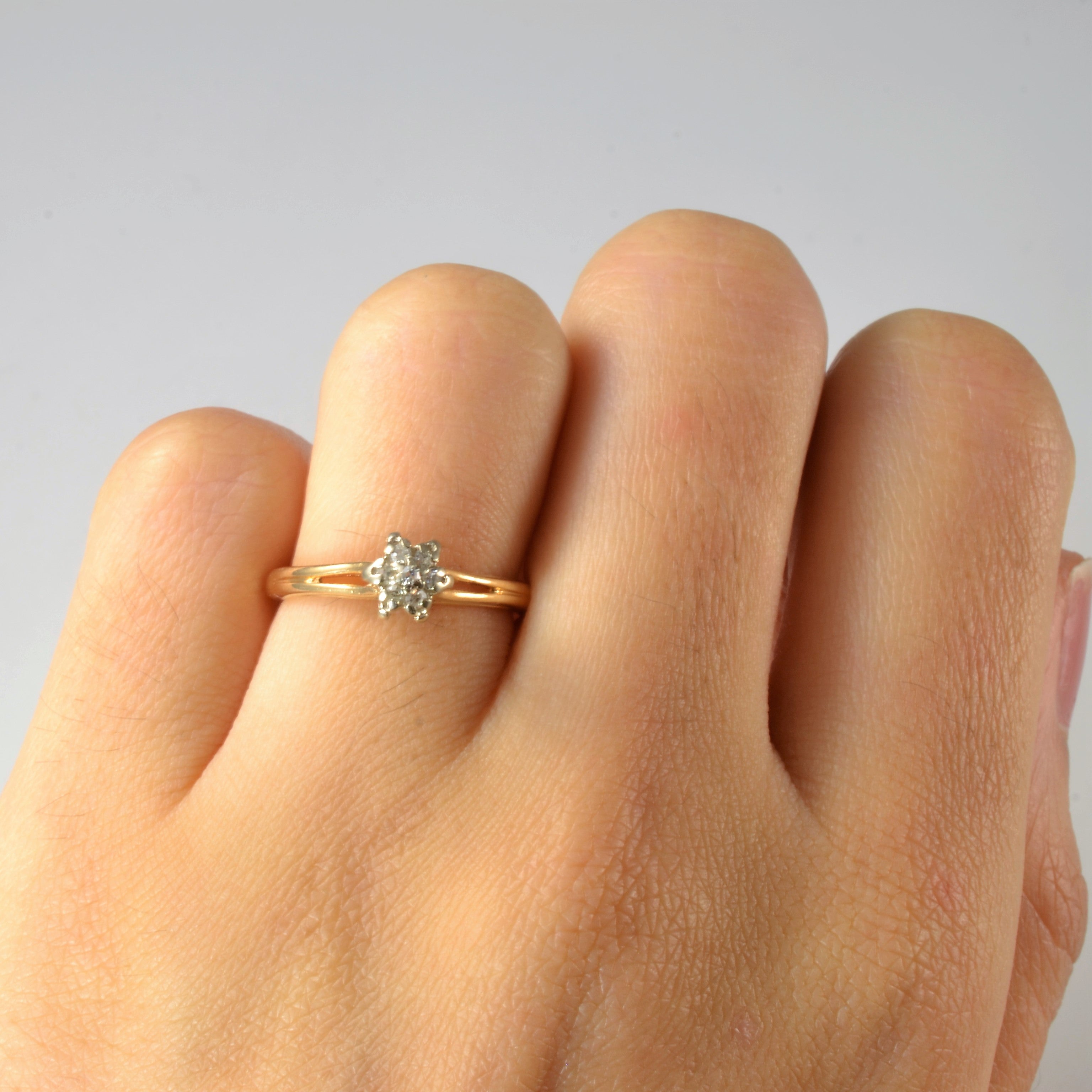 Vintage Single Cut Diamond Daisy Cluster Ring | 0.07ctw | SZ 4.5 |
