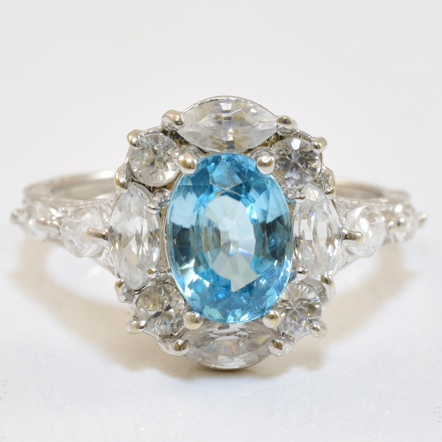 Blue & White Zircon Ring | 3.00ctw | SZ 7 |