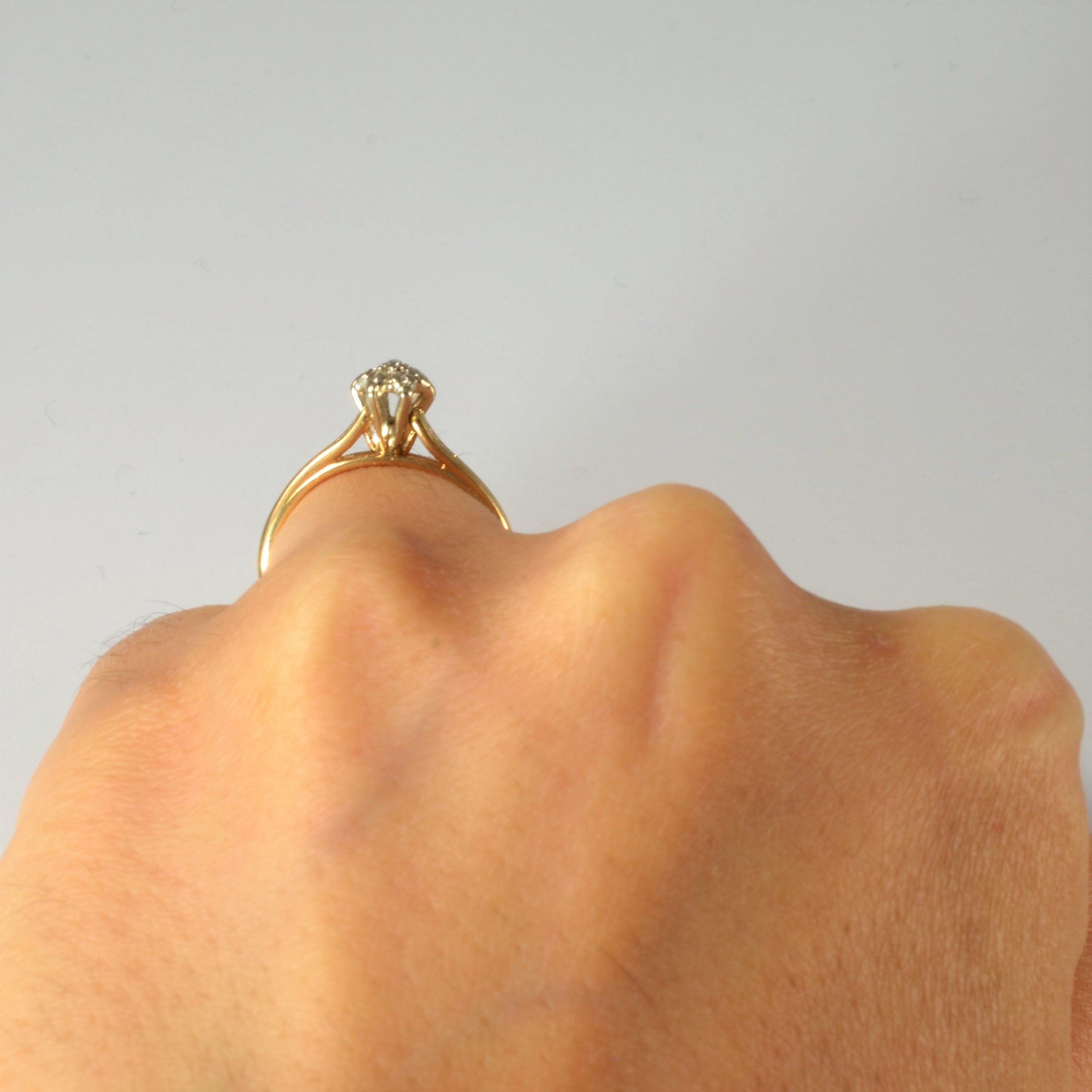 Vintage Single Cut Diamond Daisy Cluster Ring | 0.07ctw | SZ 4.5 |