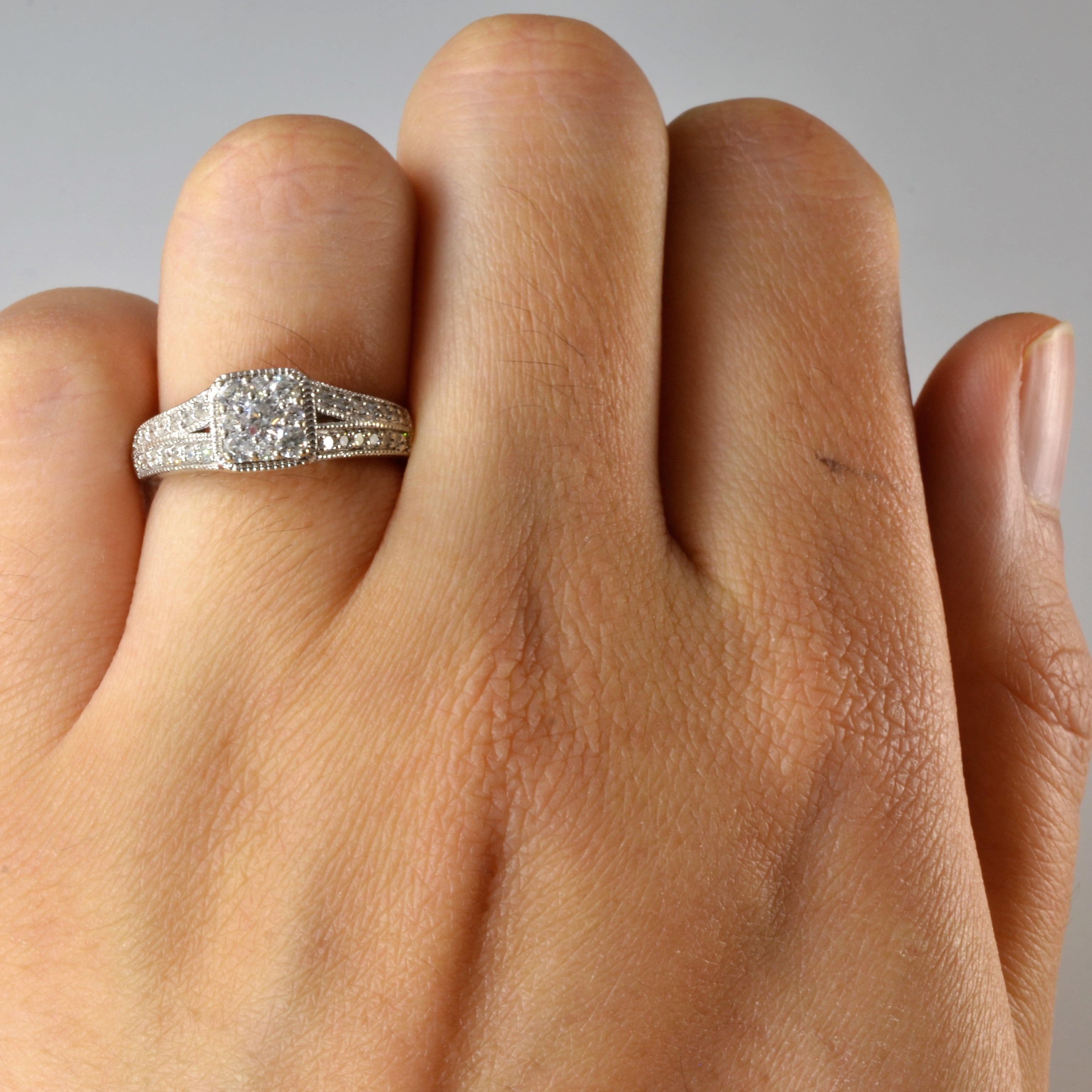Milgrain Detailed Cluster Diamond Ring | 0.40ctw | SZ 4.5 |