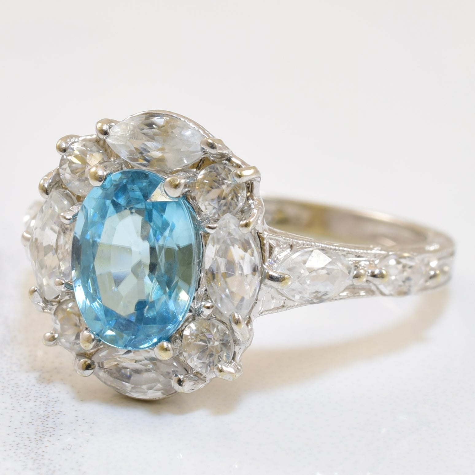 Blue & White Zircon Ring | 3.00ctw | SZ 7 |