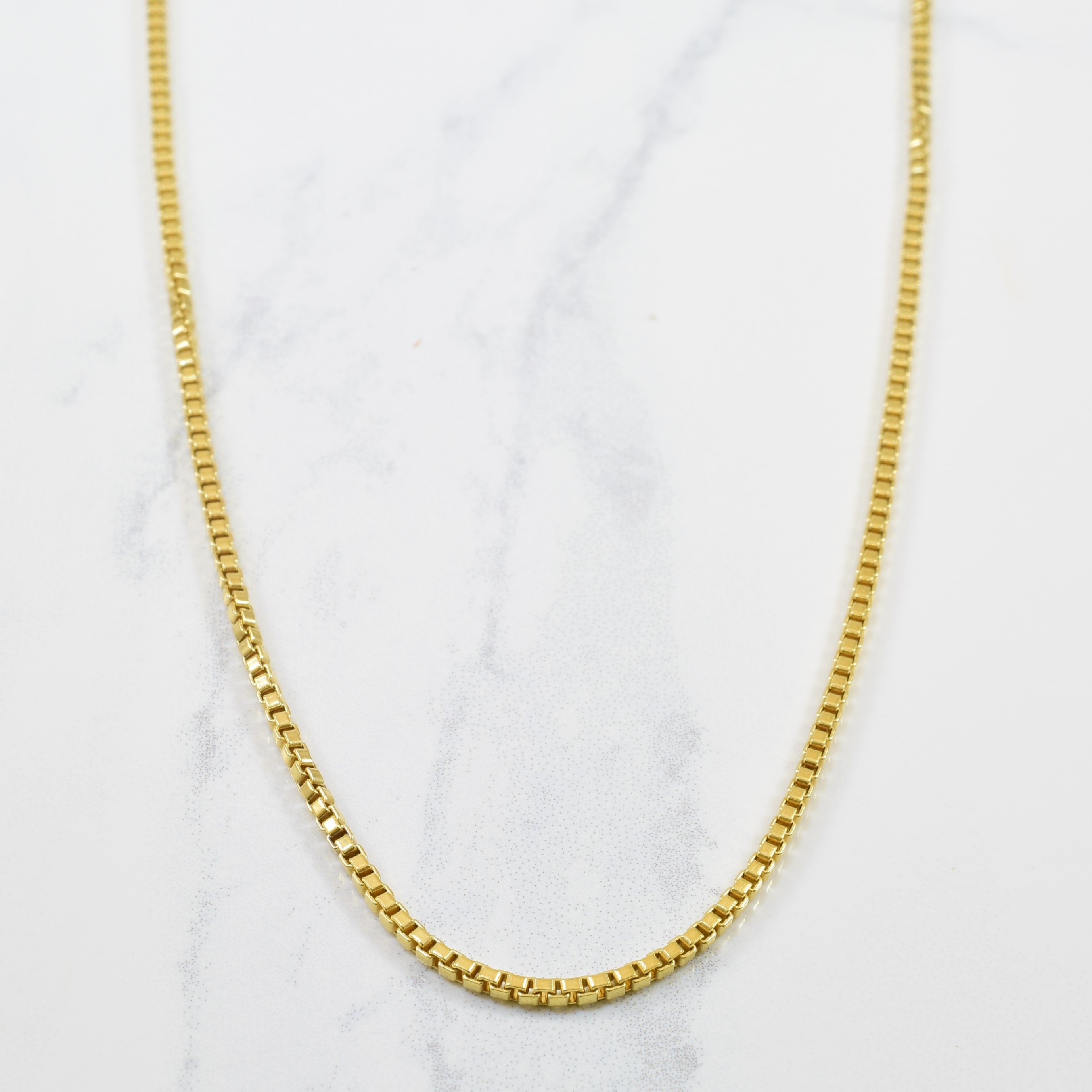 Vintage Italian Hallmarked 18k Yellow Gold Box Chain | 19" |