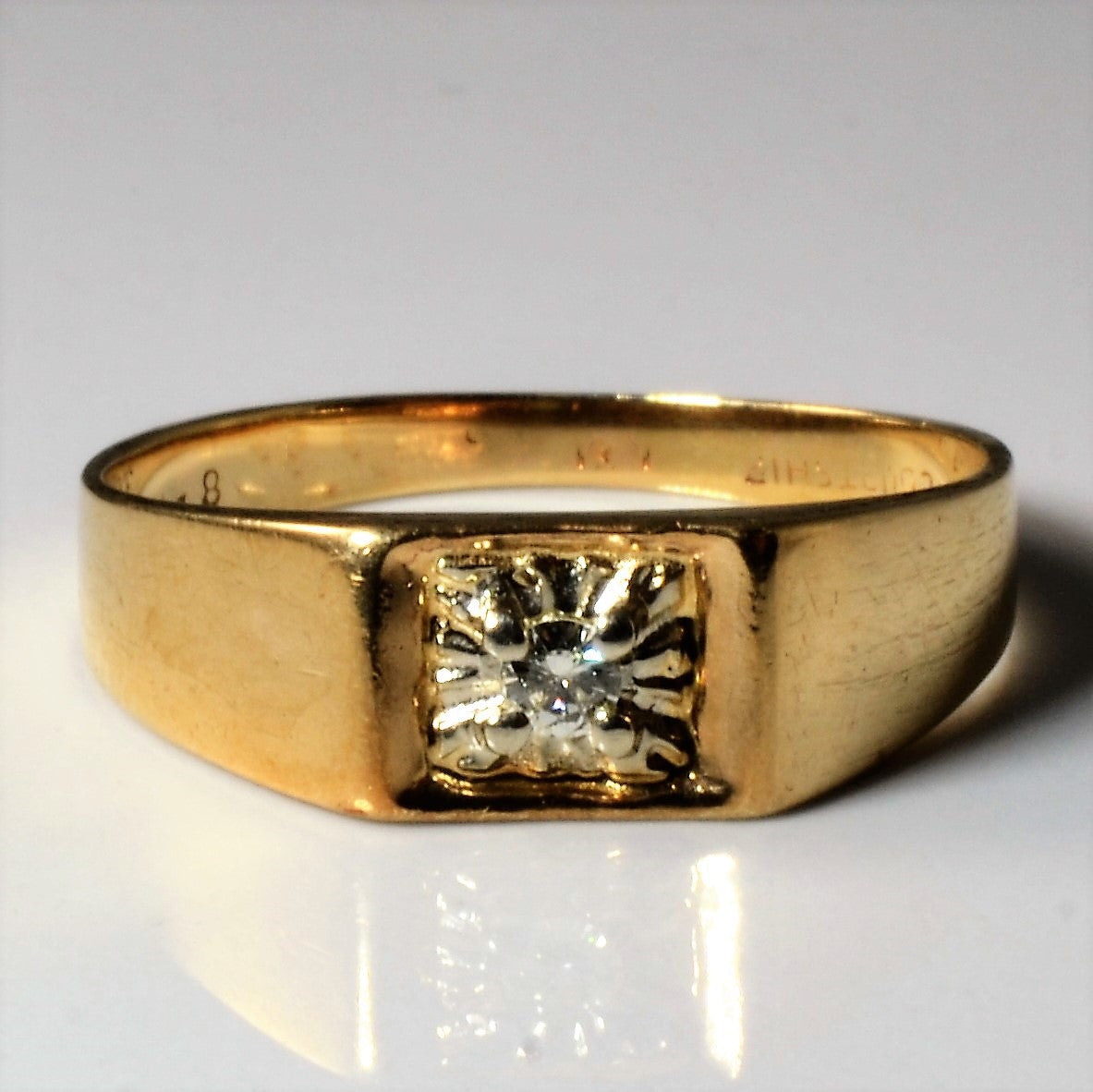 Solitaire Diamond Gold Ring | 0.08ct | SZ 12 |