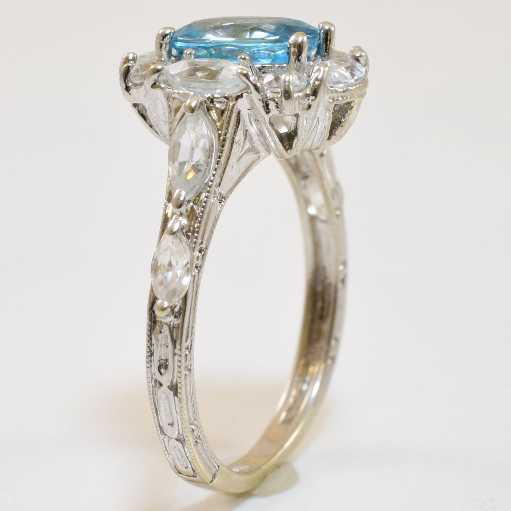 Blue & White Zircon Ring | 3.00ctw | SZ 7 |