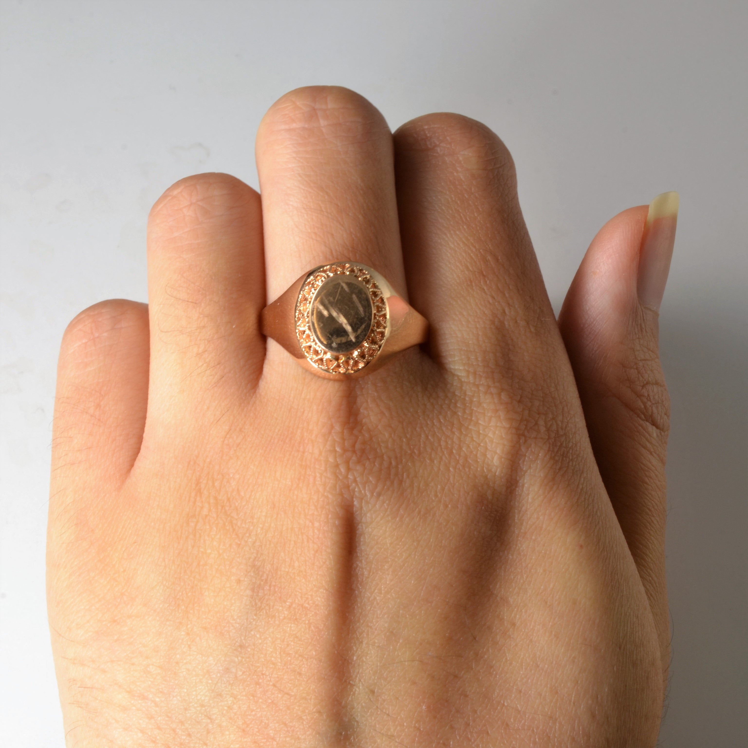 Rose Gold Signet Dome Ring | SZ 10.5 |