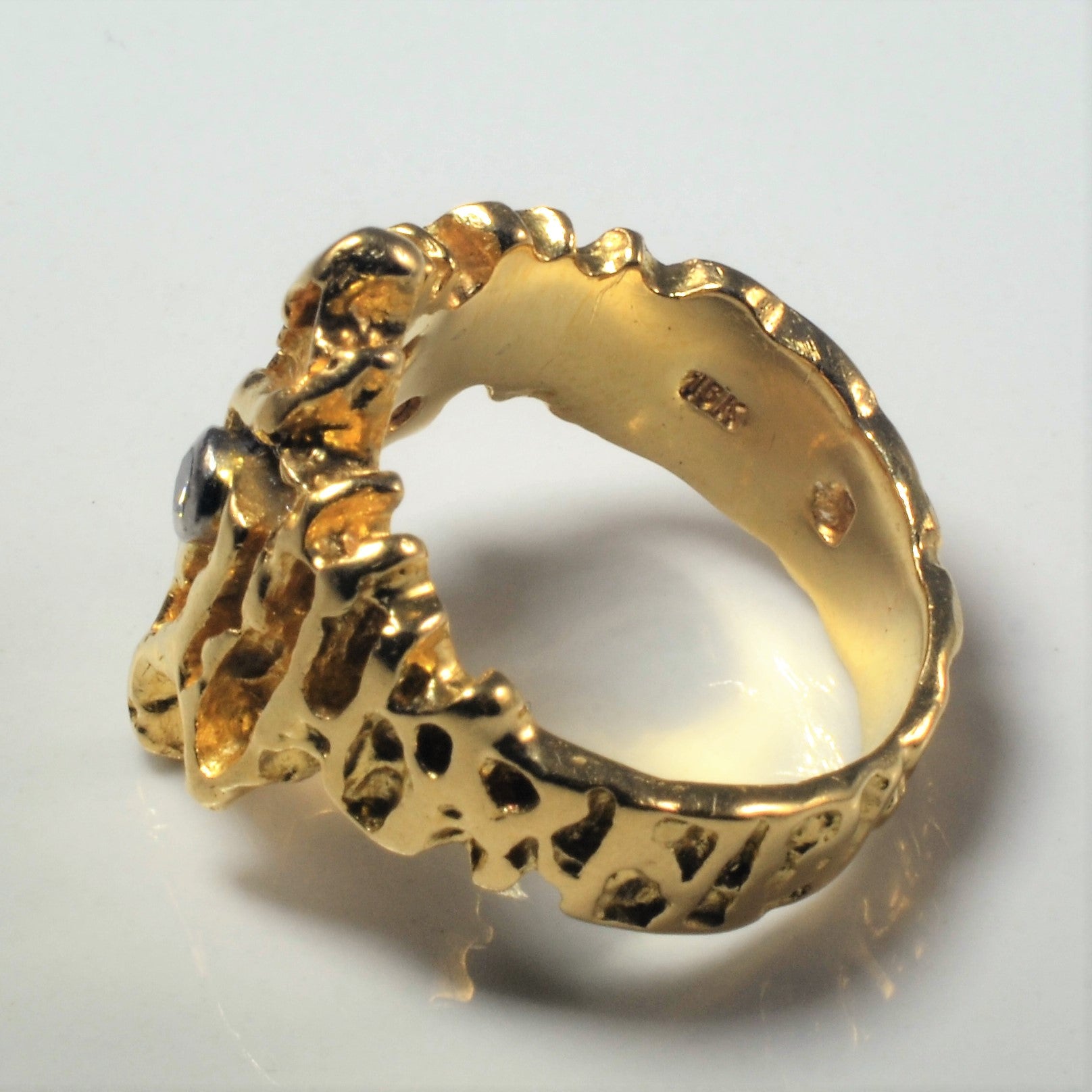 Ornate Gold & Diamond Cocktail Ring | 0.04ct | SZ 7.5 |