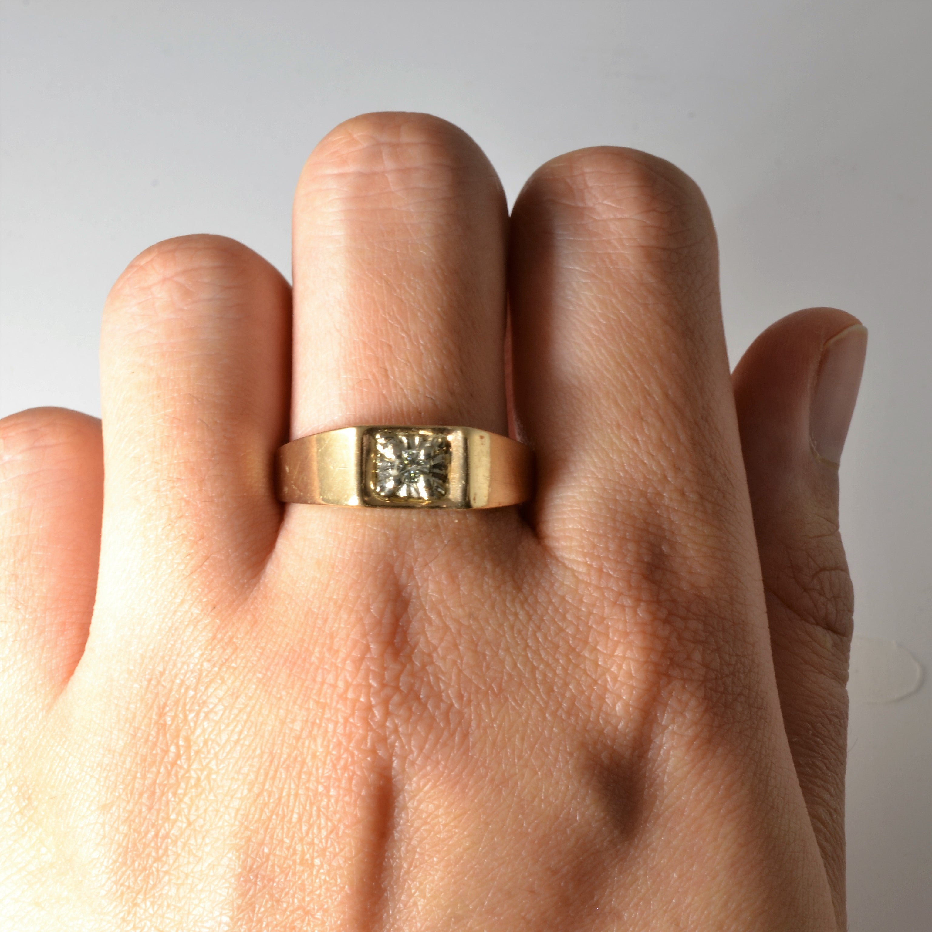 Solitaire Diamond Gold Ring | 0.08ct | SZ 12 |