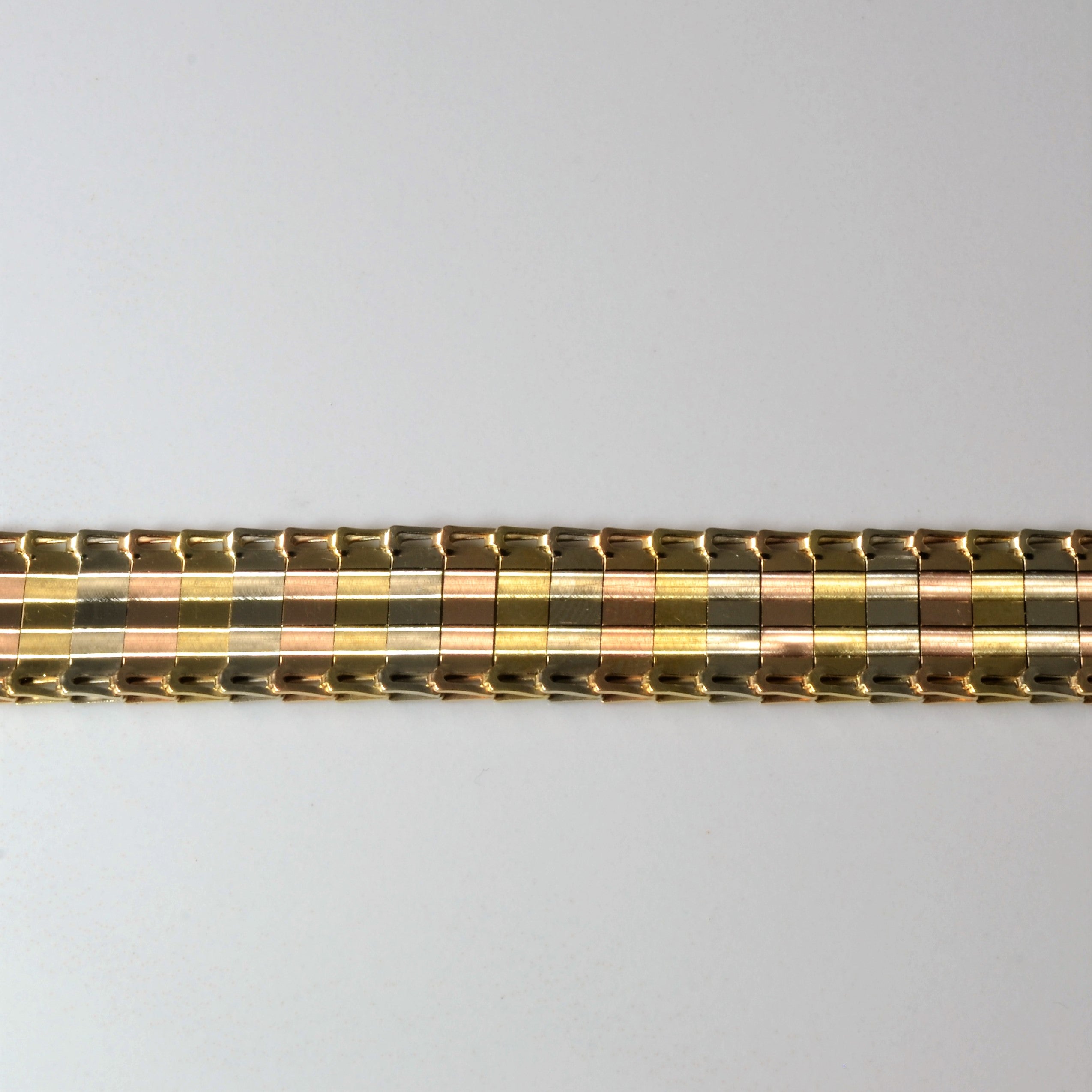 Tri Tone Gold Heavy Link Bracelet | 7" |