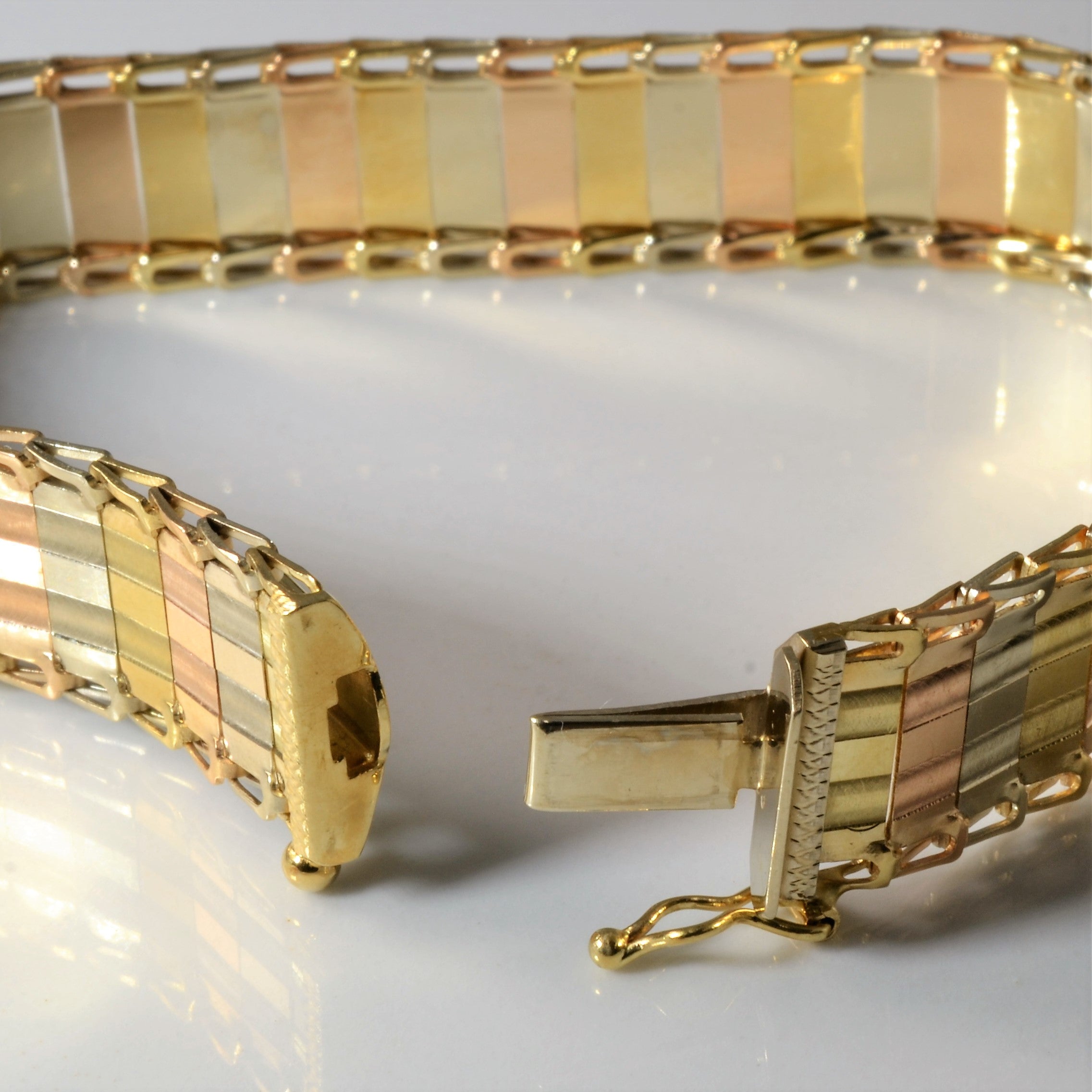 Tri Tone Gold Heavy Link Bracelet | 7" |
