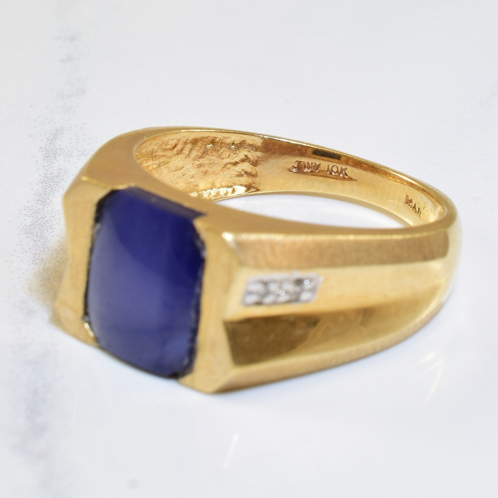 Star Sapphire & Diamond Flat Edge Ring | 3.50ct, 0.02ctw | SZ 9.25 |