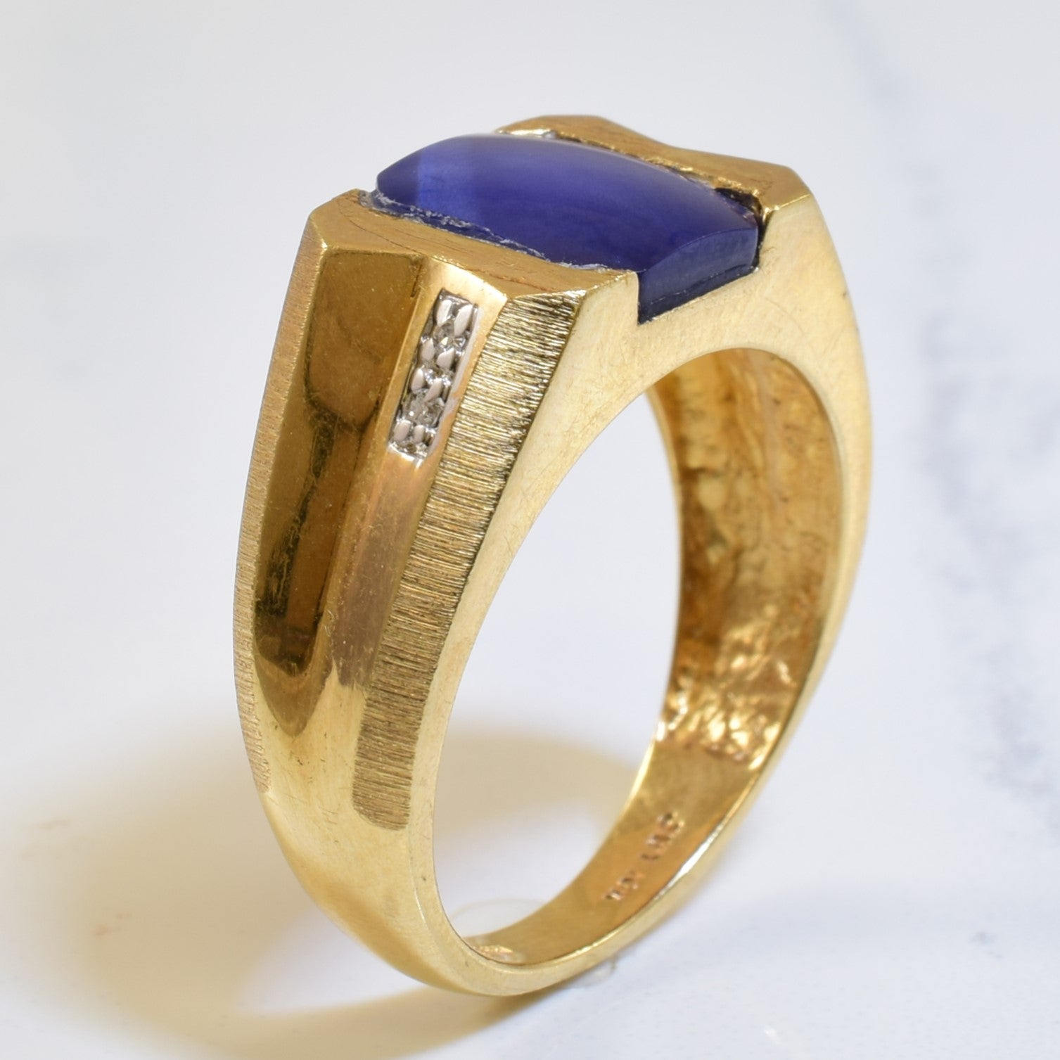 Star Sapphire & Diamond Flat Edge Ring | 3.50ct, 0.02ctw | SZ 9.25 |