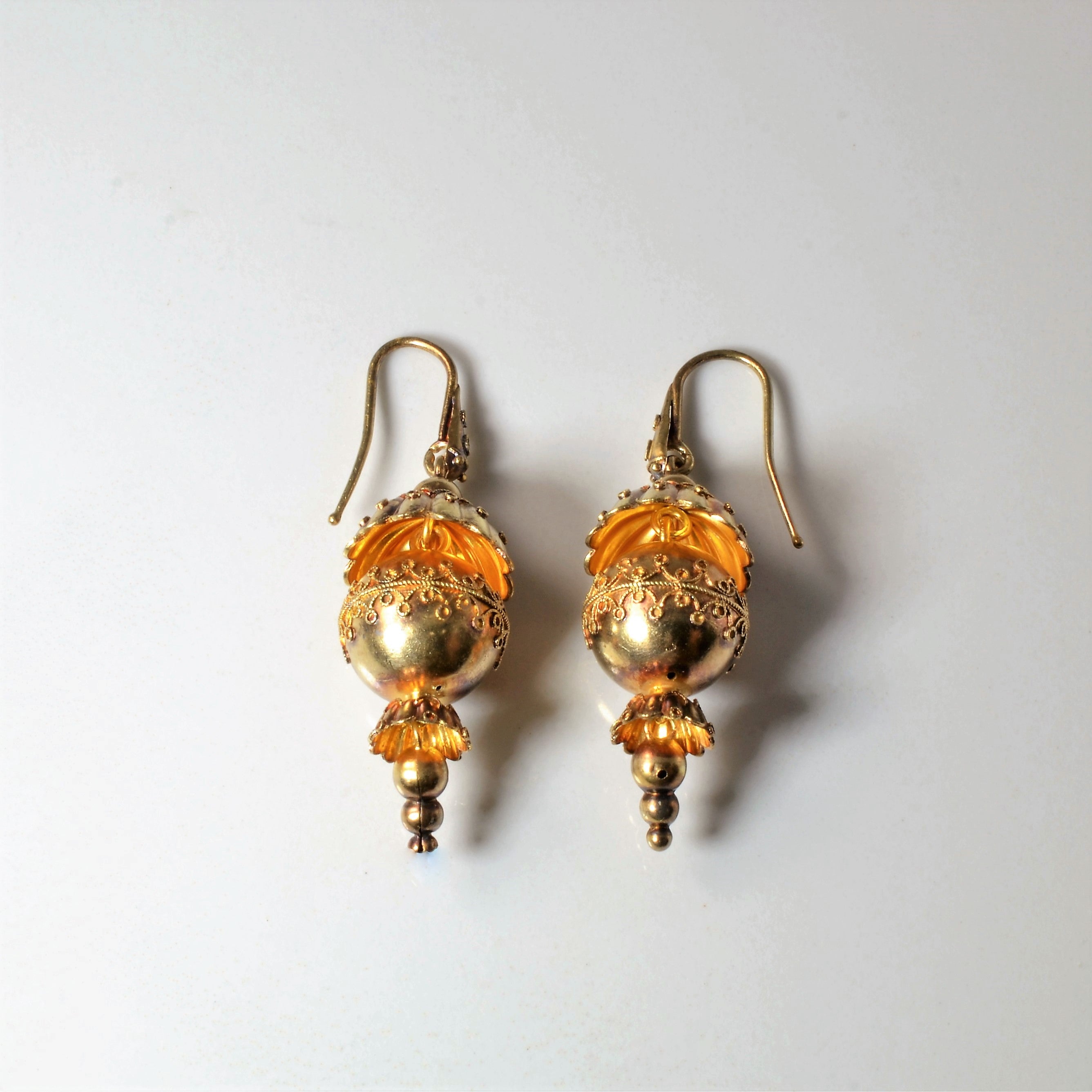Etruscan Revival Style 18k Gold Lantern Earrings |