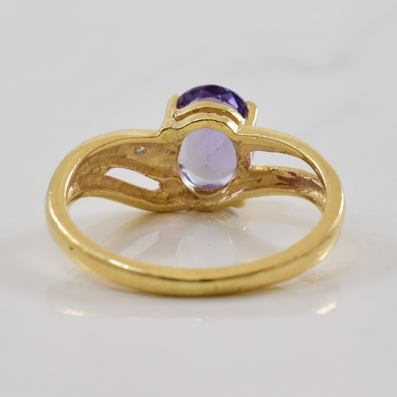 Purple Sapphire & Diamond Split Shank Ring | 0.99ct, 0.01ctw | SZ 5.5 |