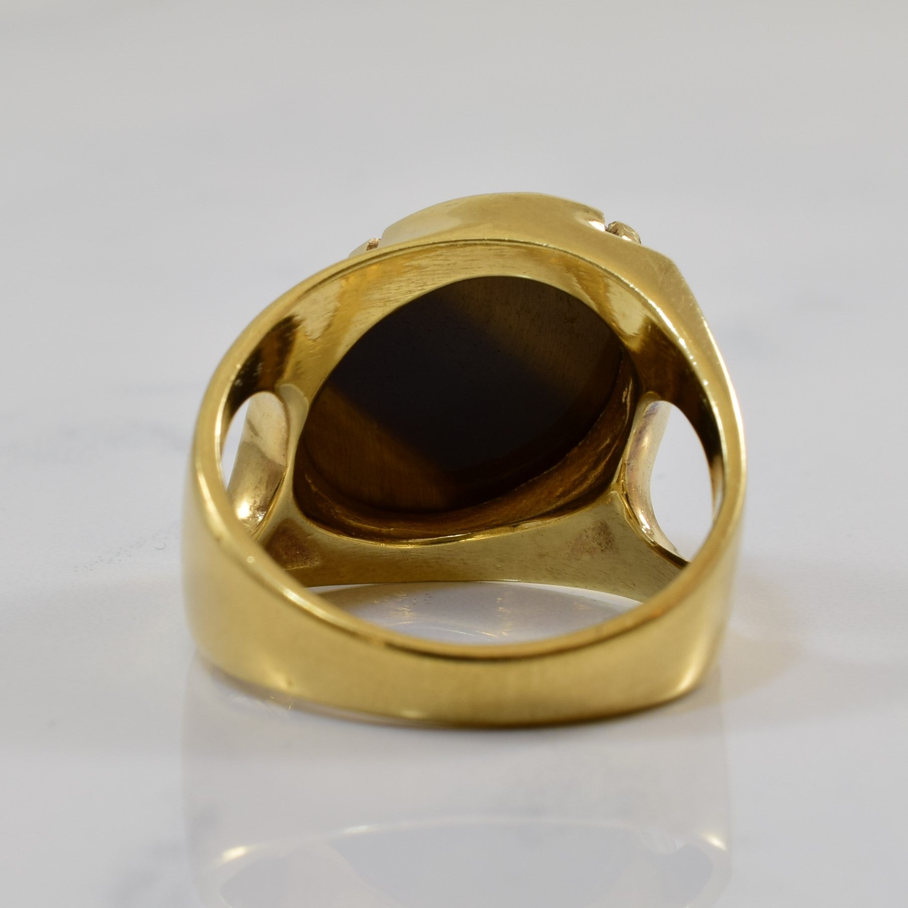 Tigers Eye Slant Set Cabochon Ring | 11.22ct | SZ 10 |