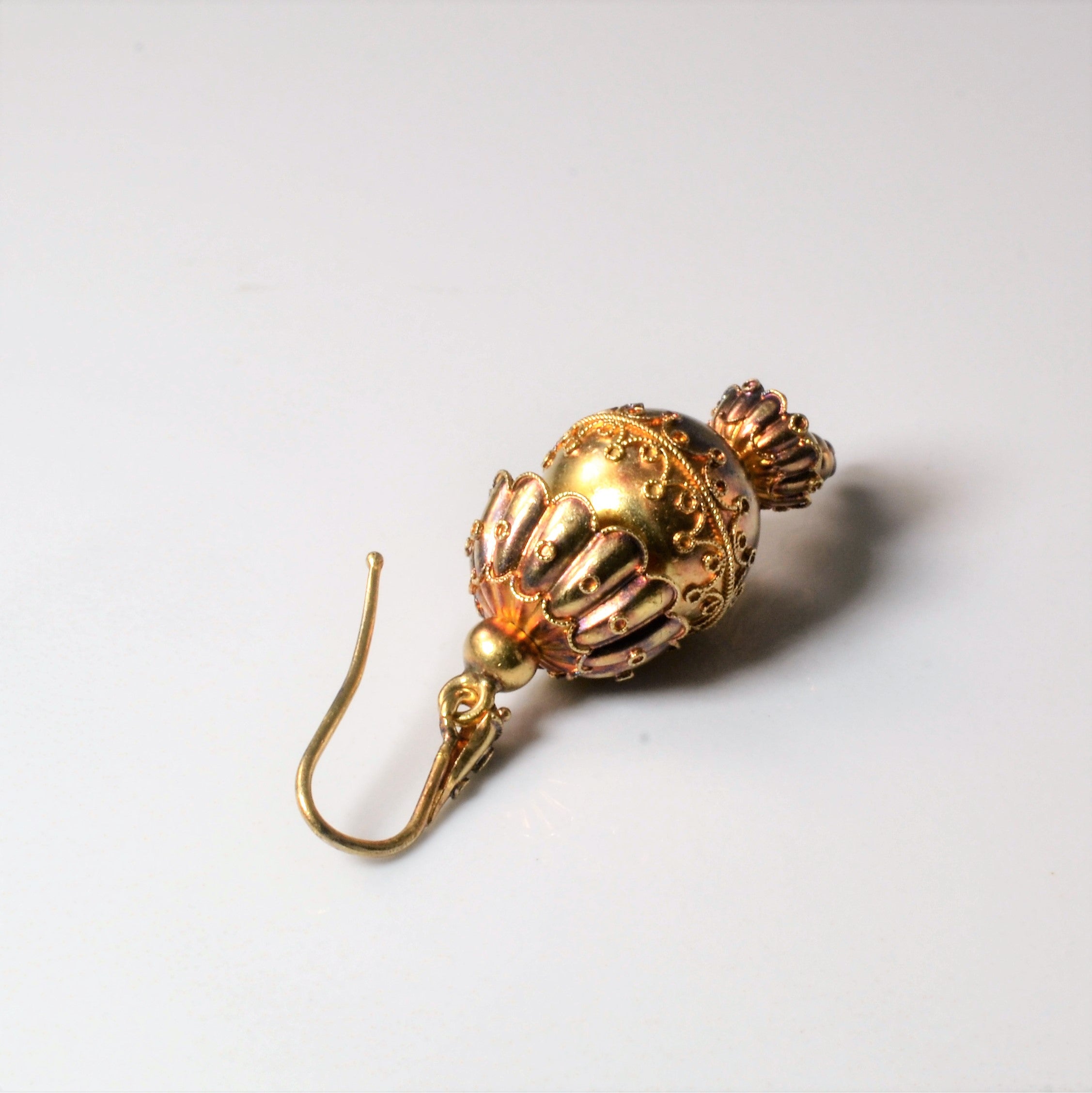 Etruscan Revival Style 18k Gold Lantern Earrings |