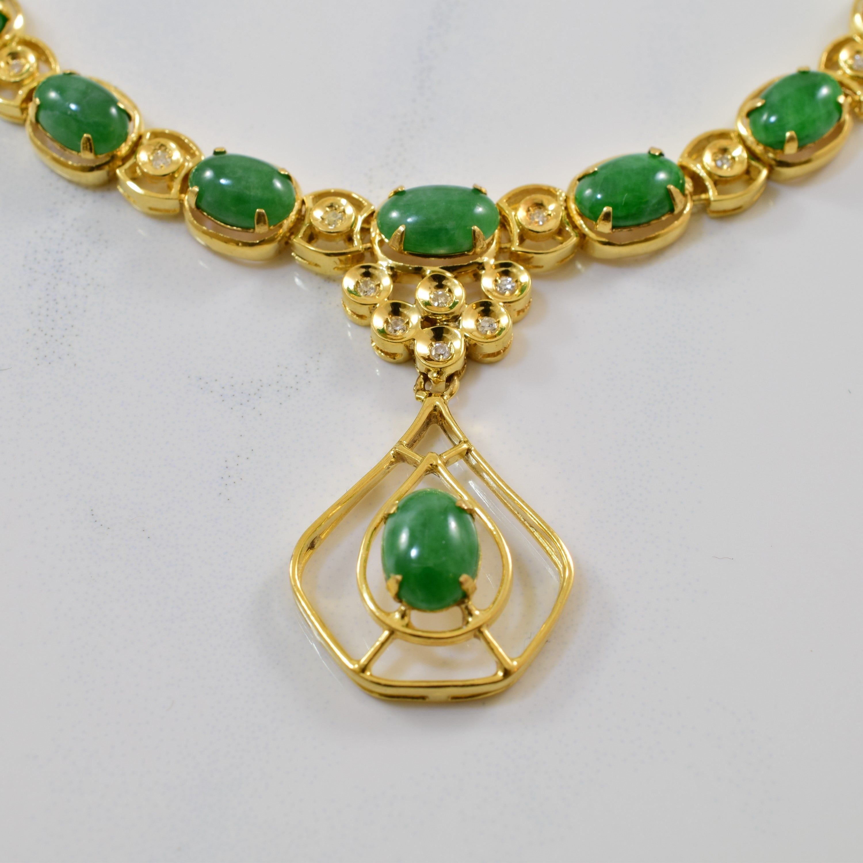 Jadeite & Diamond Necklace | 6.00ctw, 0.08ctw | 16.5" |