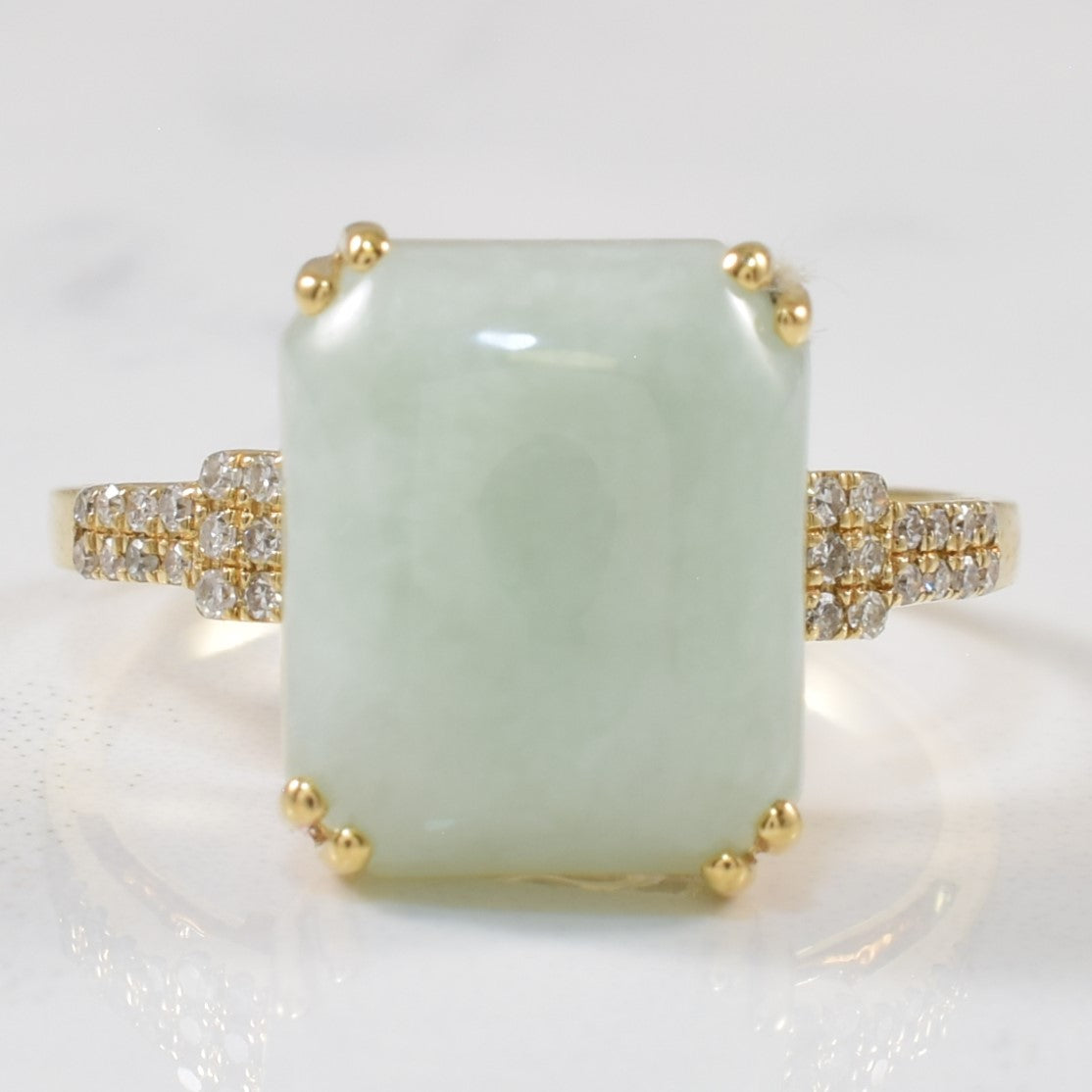 Effy' Jadeite & Diamond Ring | 8.00ct, 0.12ctw | SZ 7 |