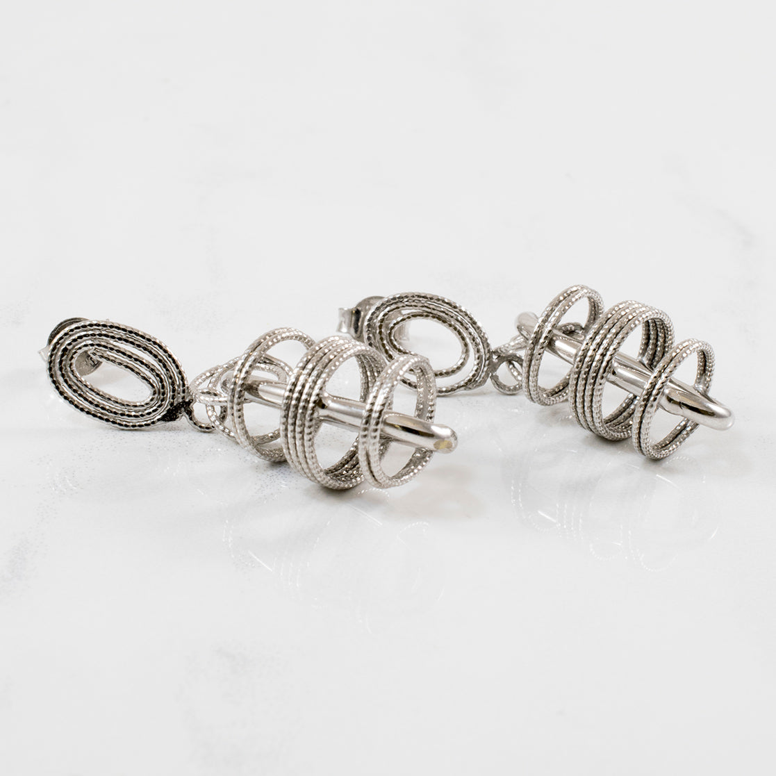 White Gold Orbital Drop Earrings